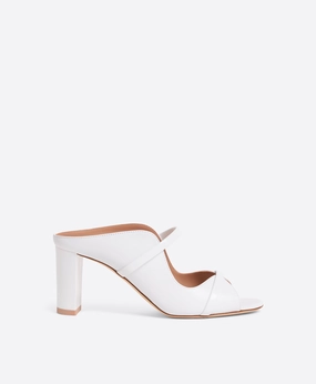Norah 70 White Leather Heeled Sandals