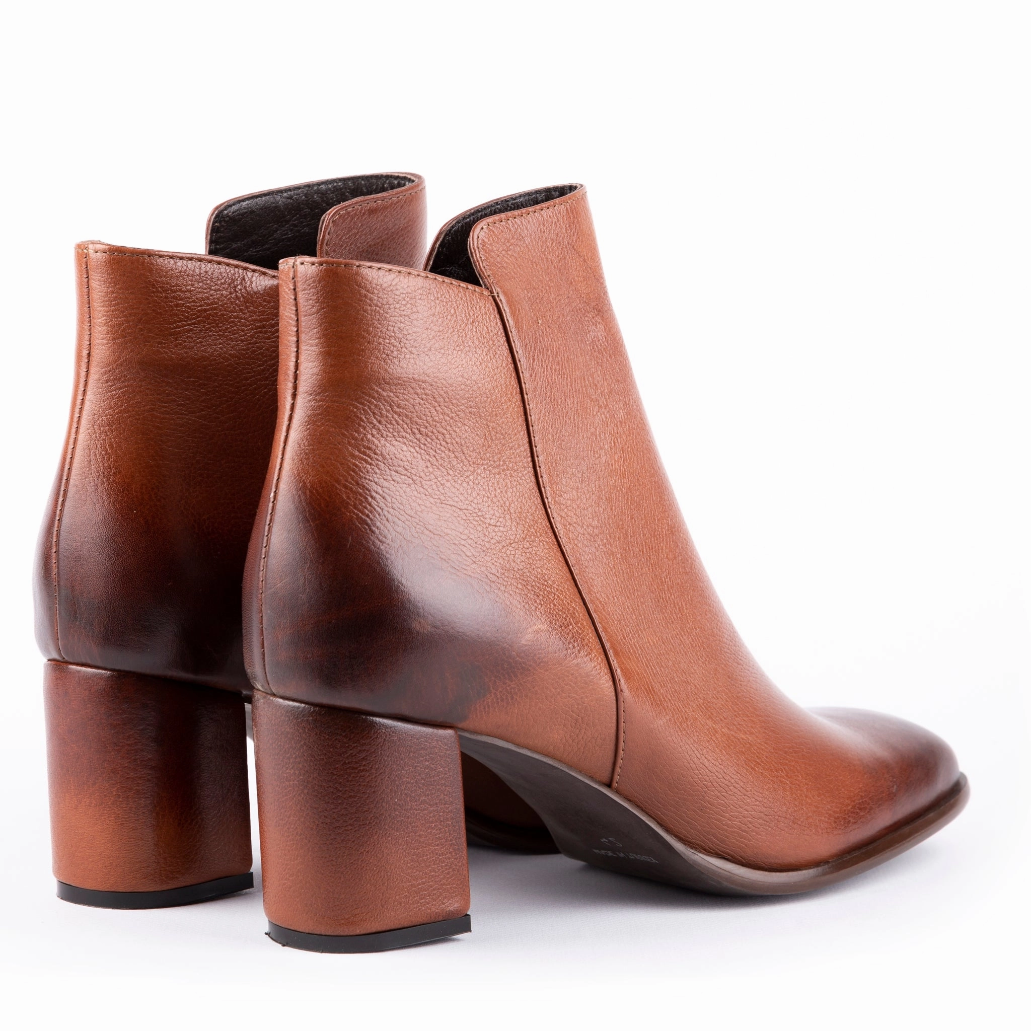 Norma - Ankle Cut Leather Booties Tobacco