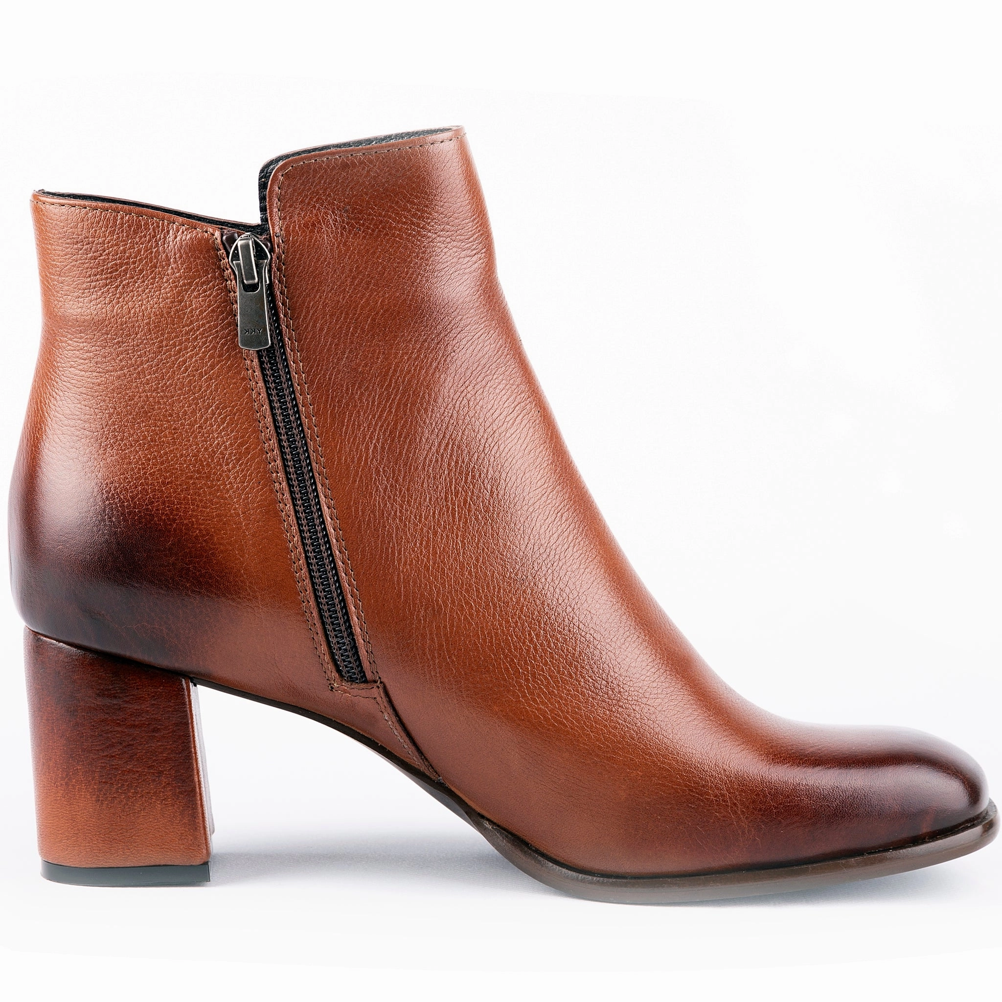 Norma - Ankle Cut Leather Booties Tobacco