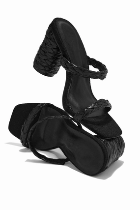 Out On Vacation Espadrille Block Heel Mules - Black