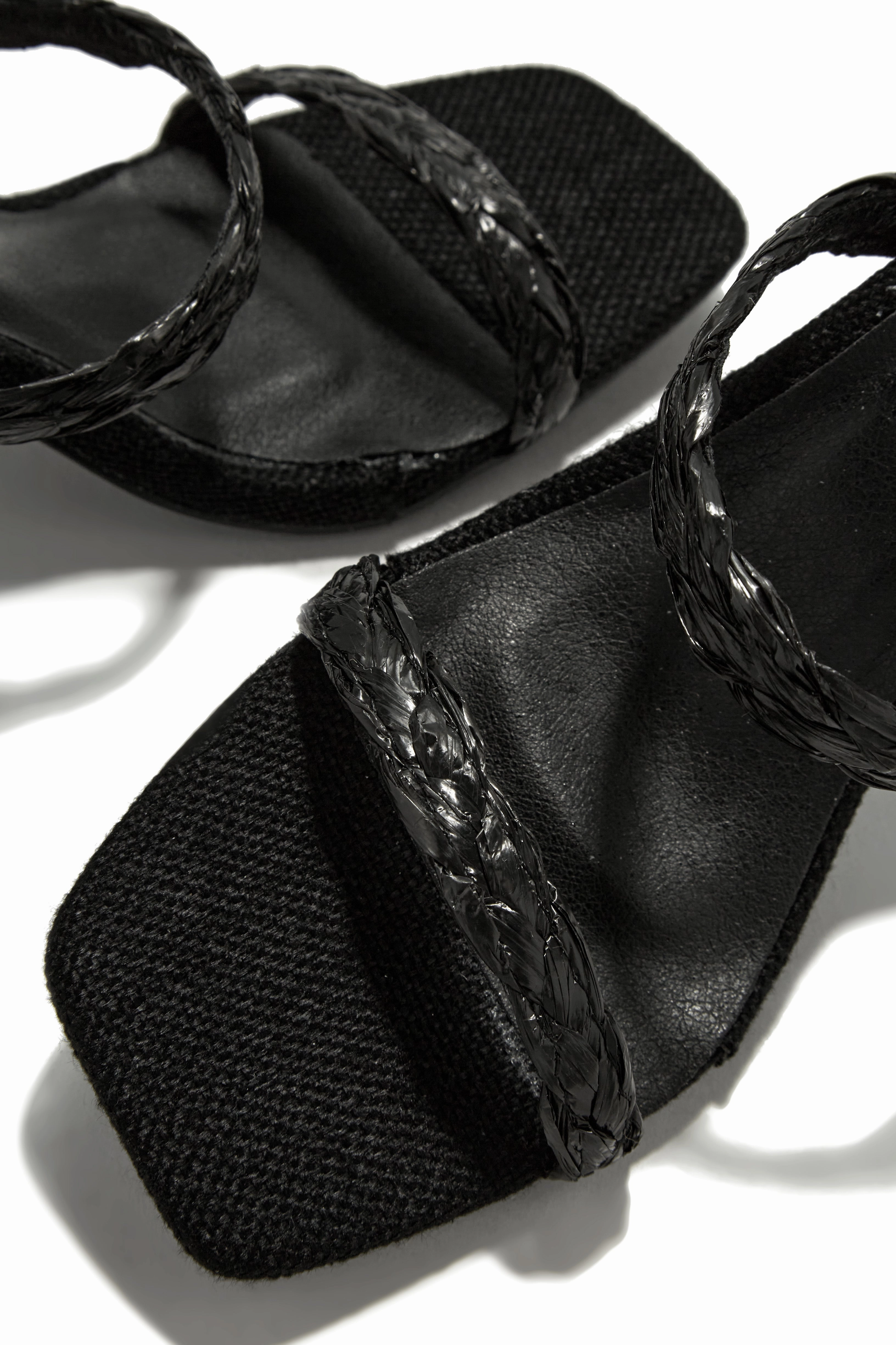 Out On Vacation Espadrille Block Heel Mules - Black