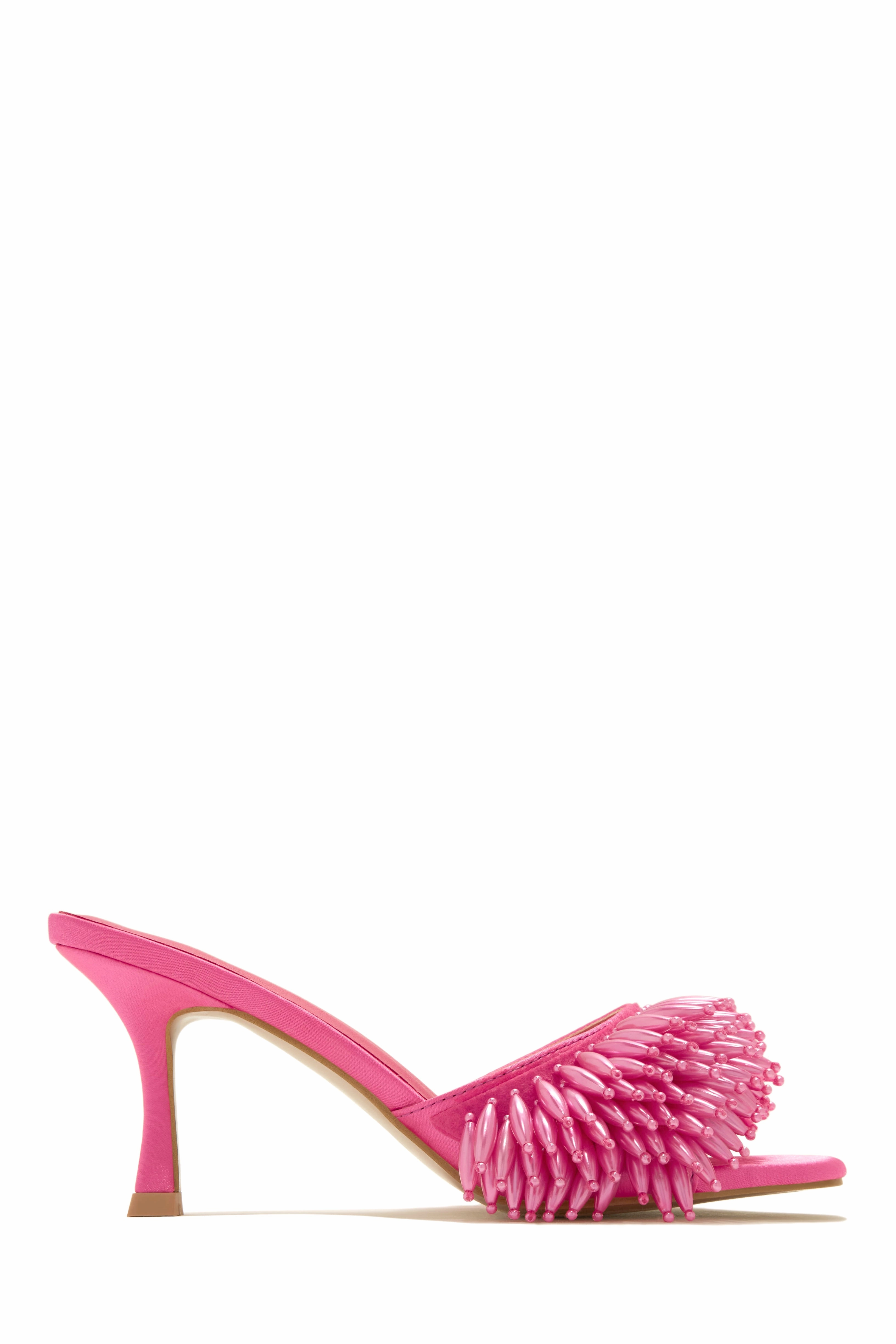 Paradiso Beaded Mid Heel Mules - Pink
