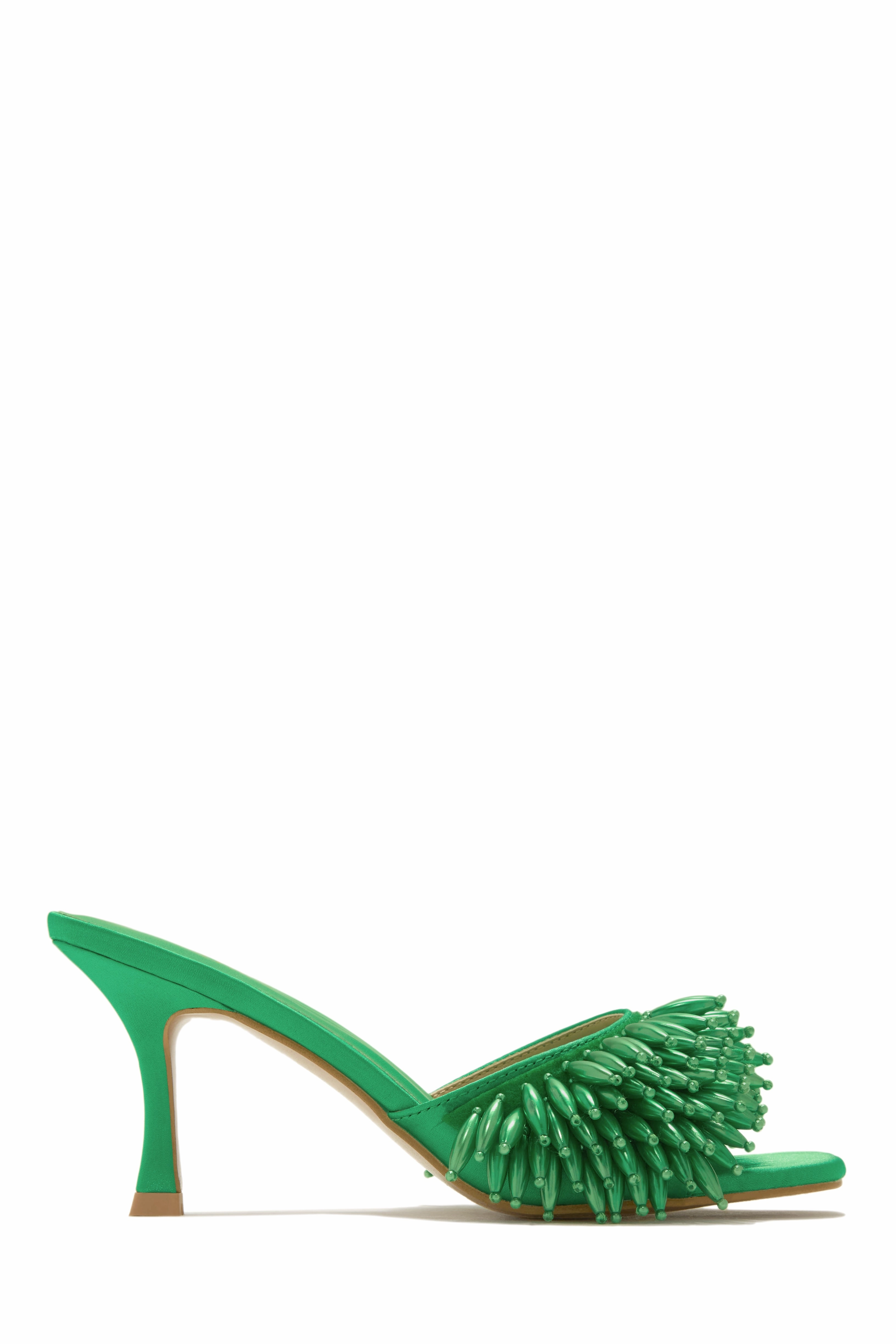 Paradiso Beaded Mid Heel Mules - Pink