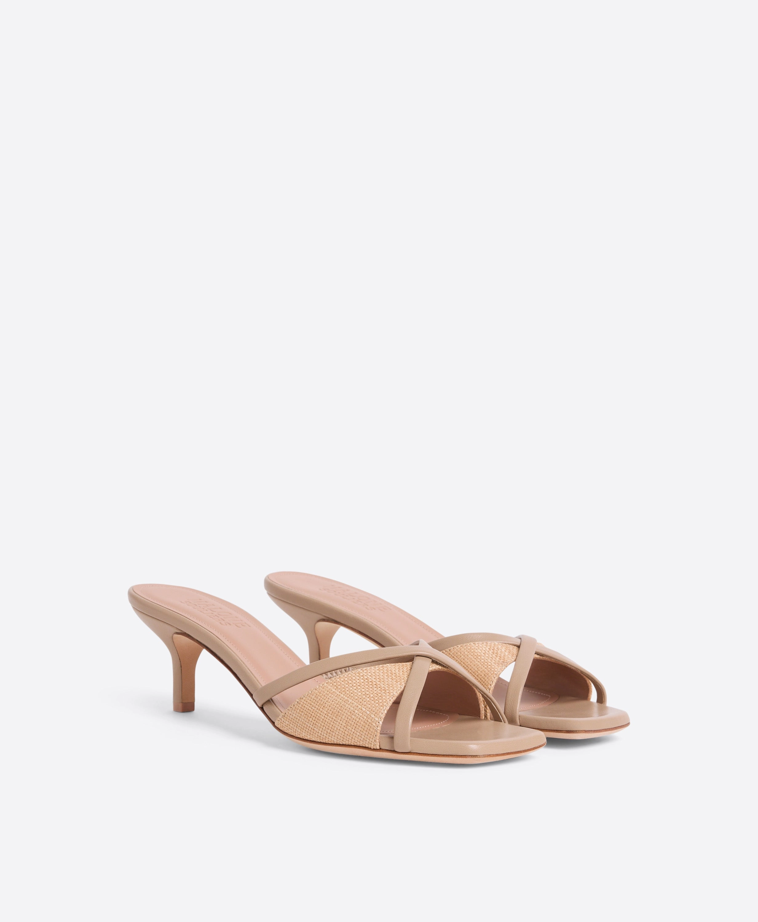 Penn 45 Beige Raffia Kitten Heels
