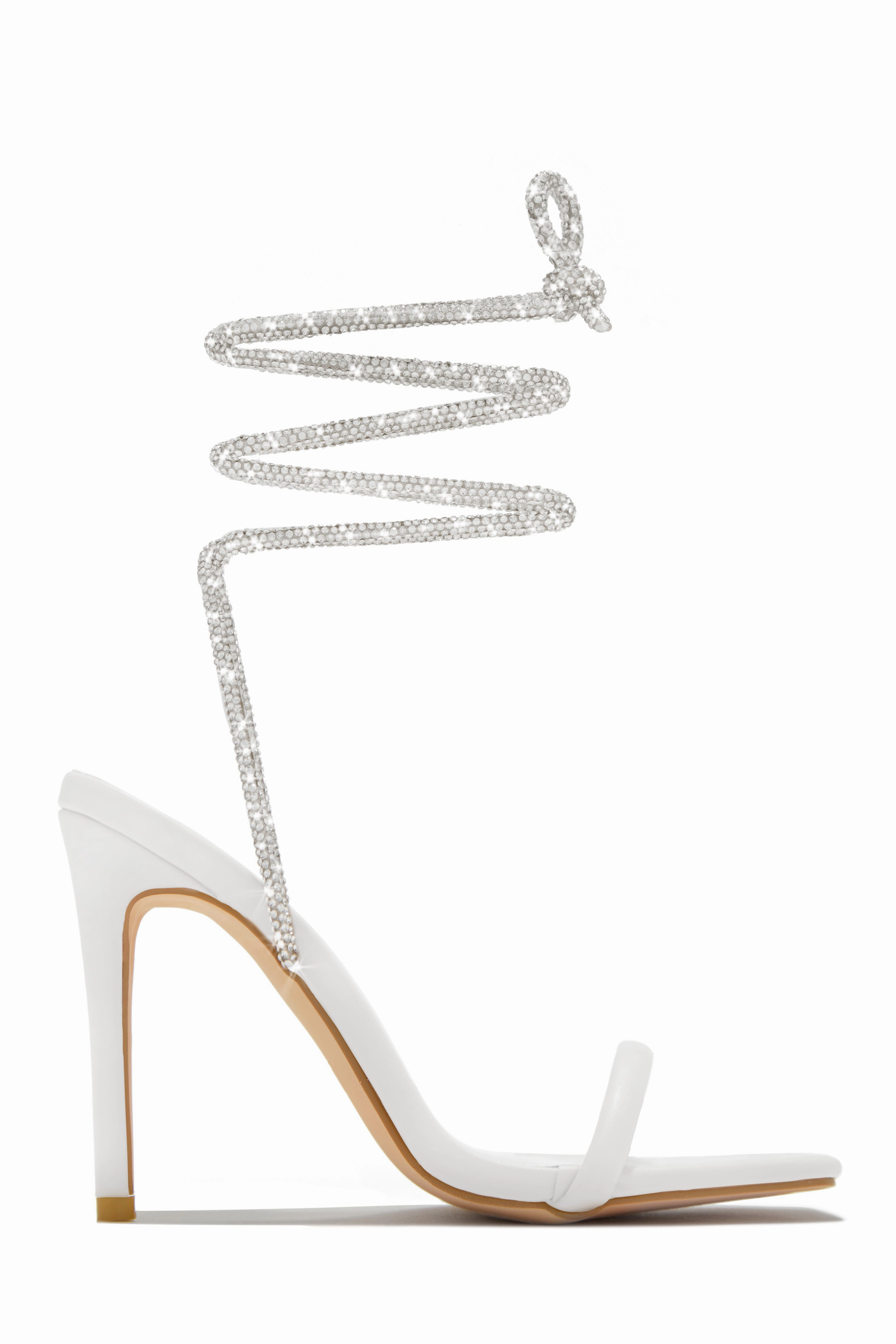Pretty Girl Embellished Lace Up High Heels - Nude