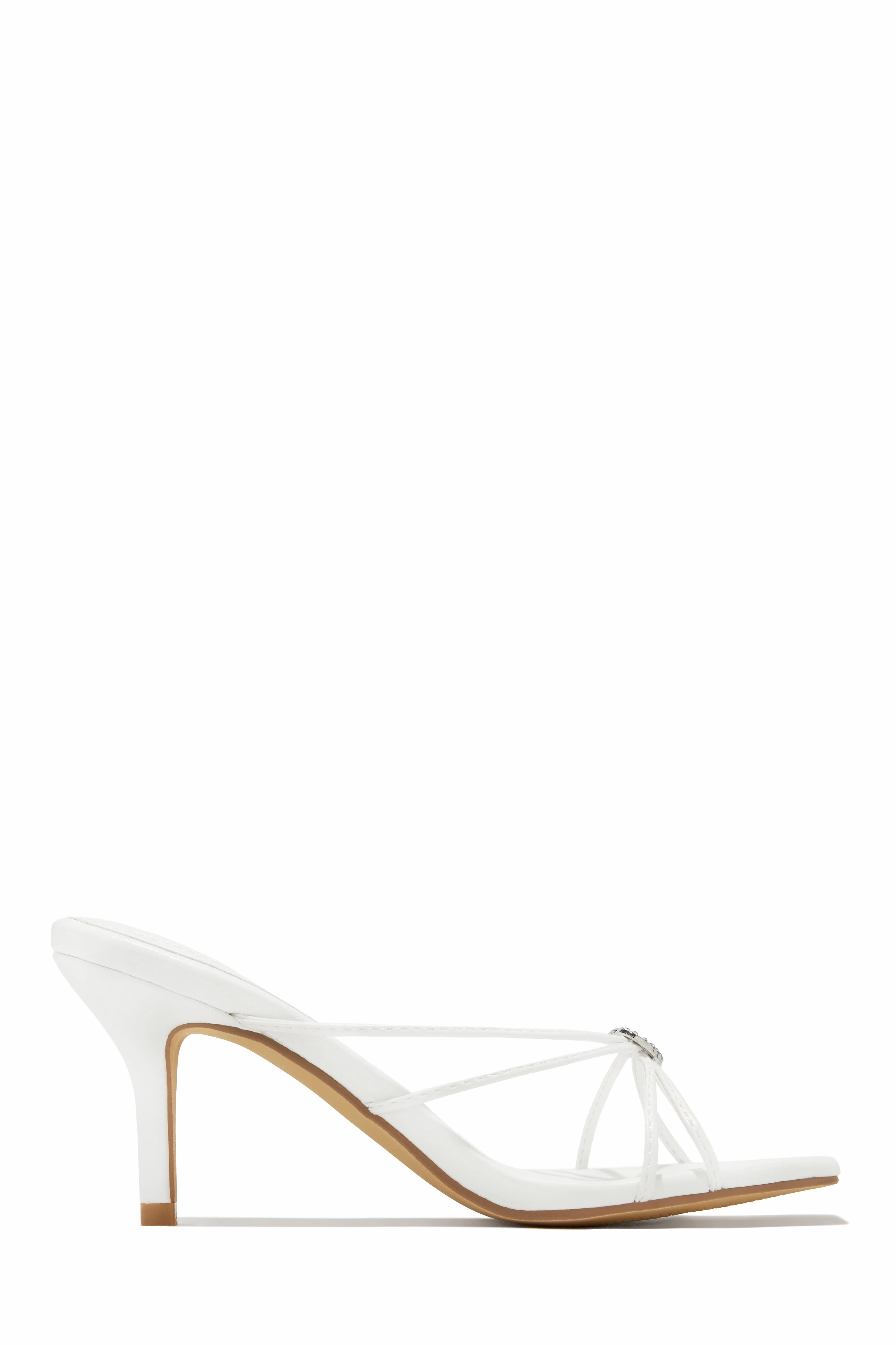 Pure Love Embellished Mid Heel Mules - Blue Metallic