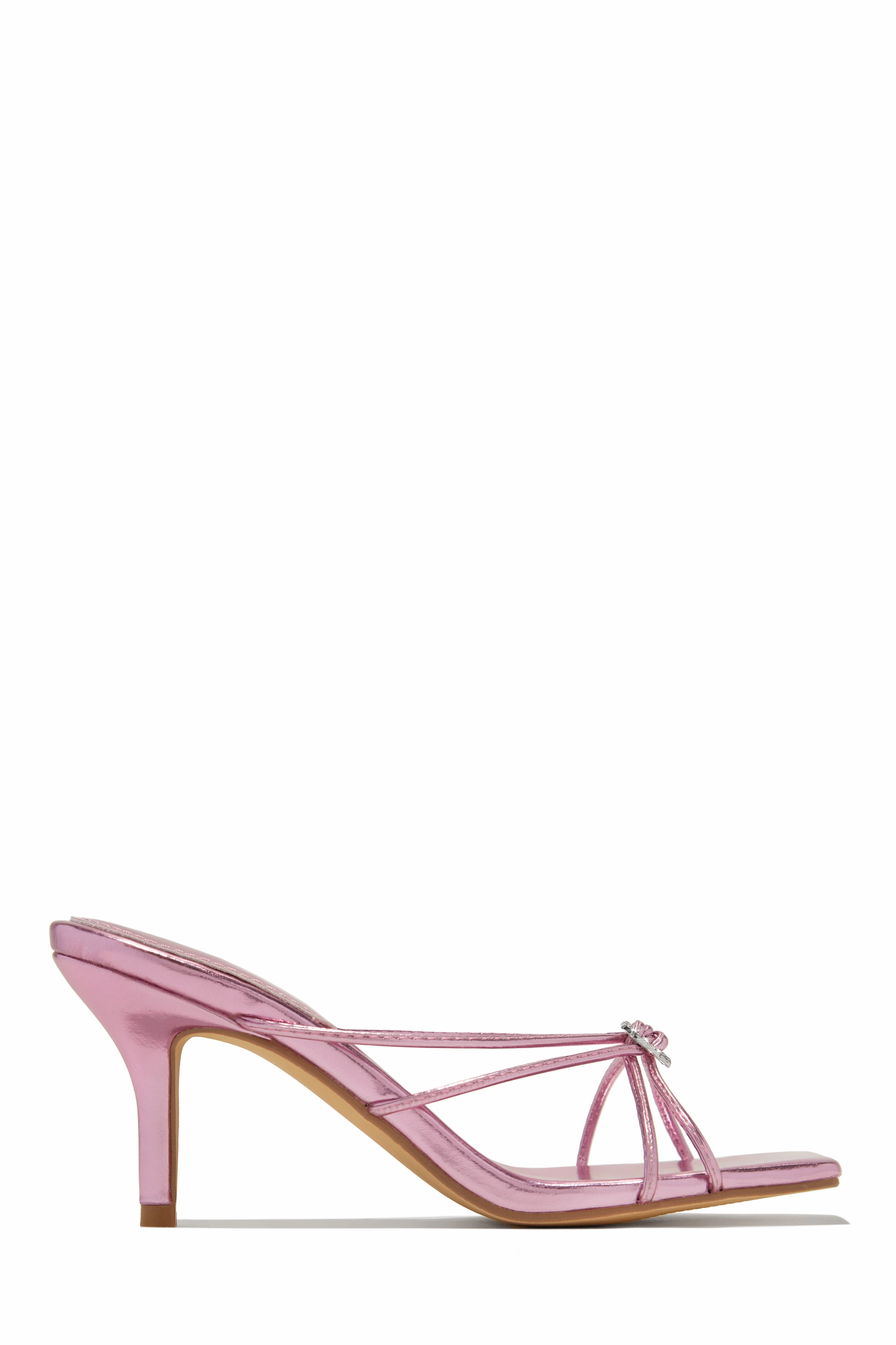 Pure Love Embellished Mid Heel Mules - Blue Metallic