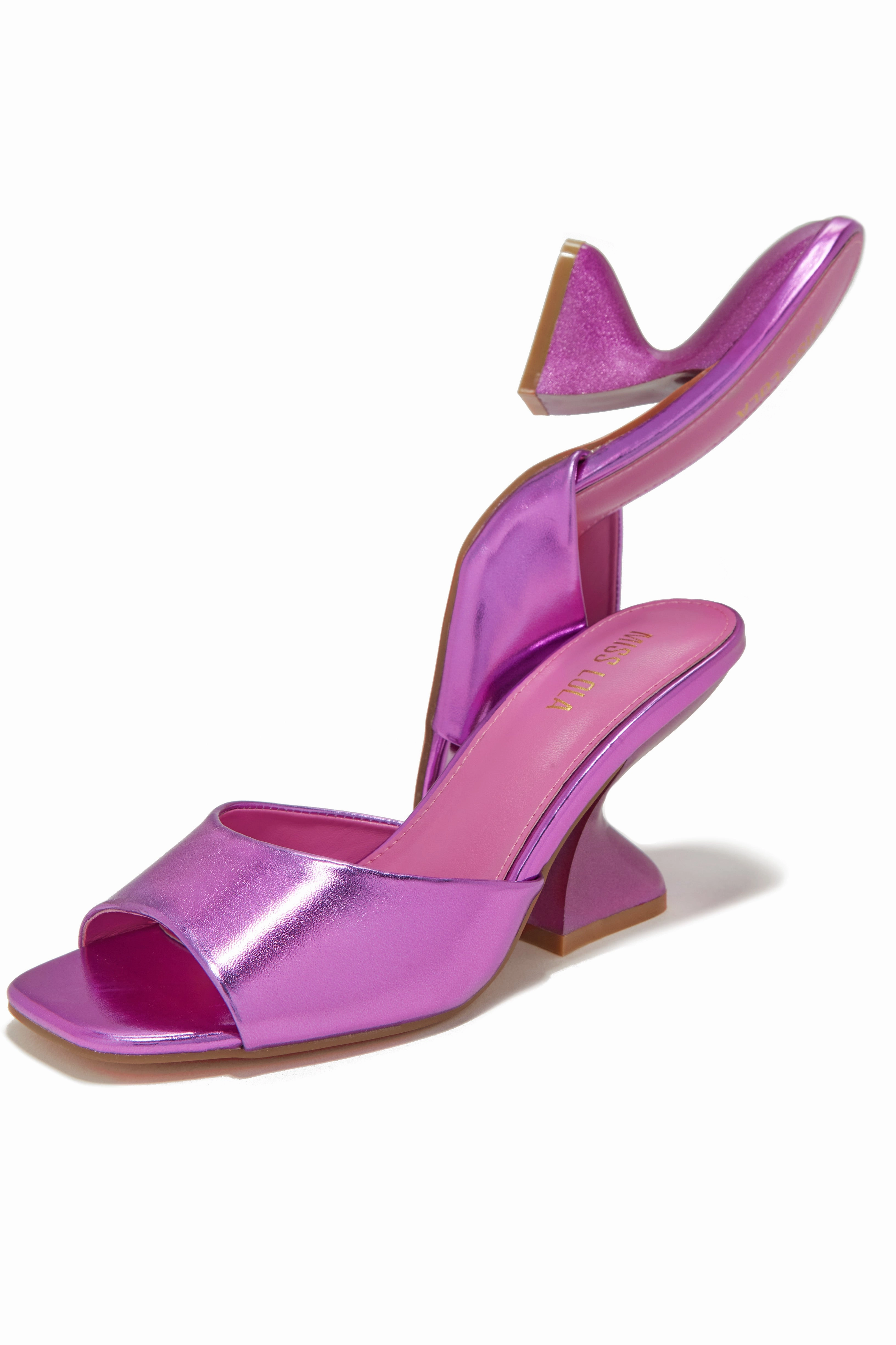 Racquel Mid Heel Mules - Metallic Pink