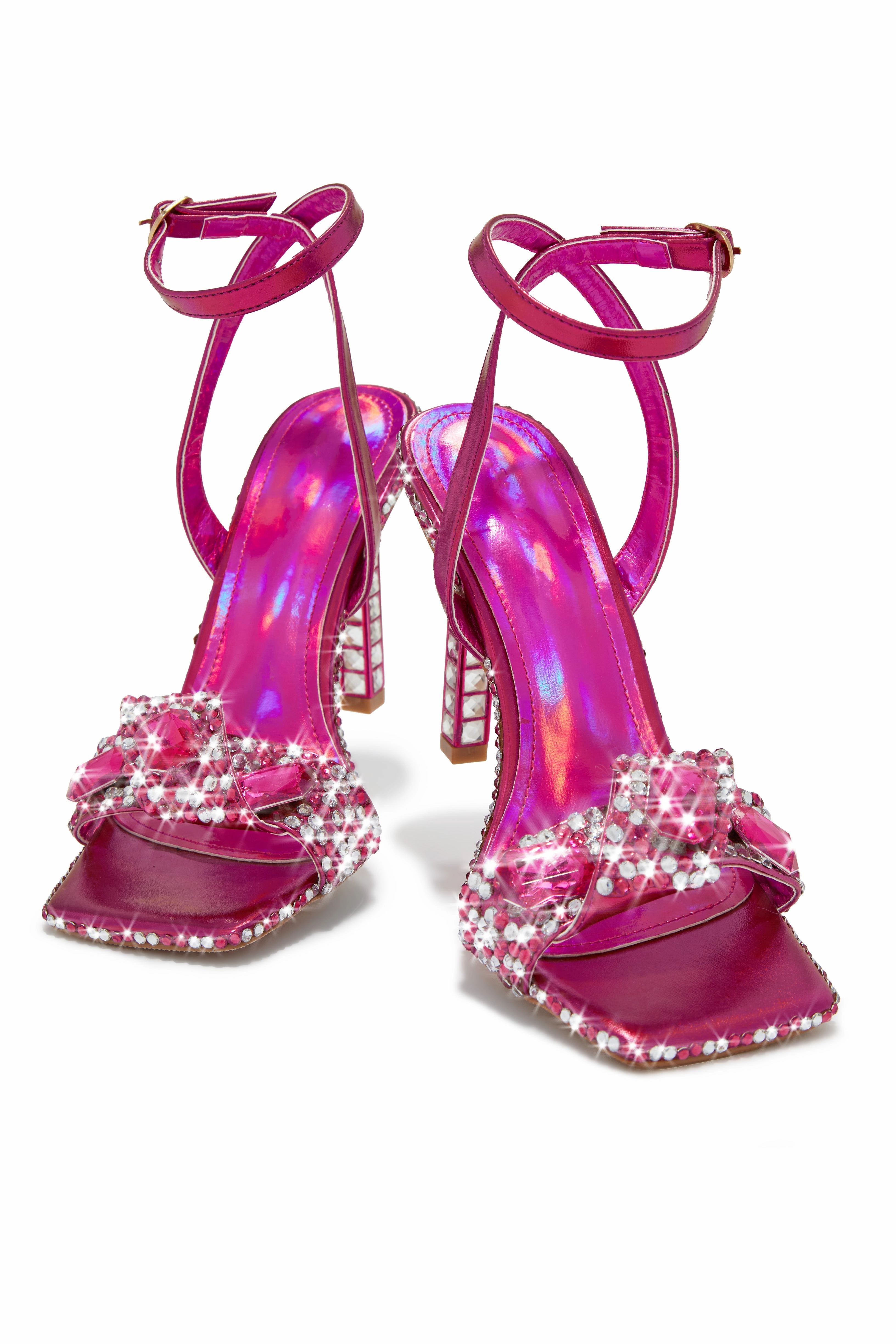 Reign Embellished Single Sole Heels - Pink