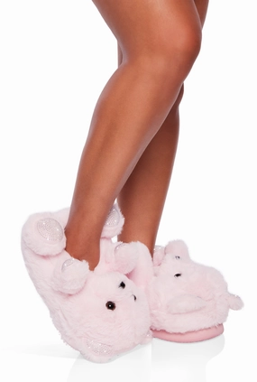 Rhinestone Bear Faux Fur Slippers