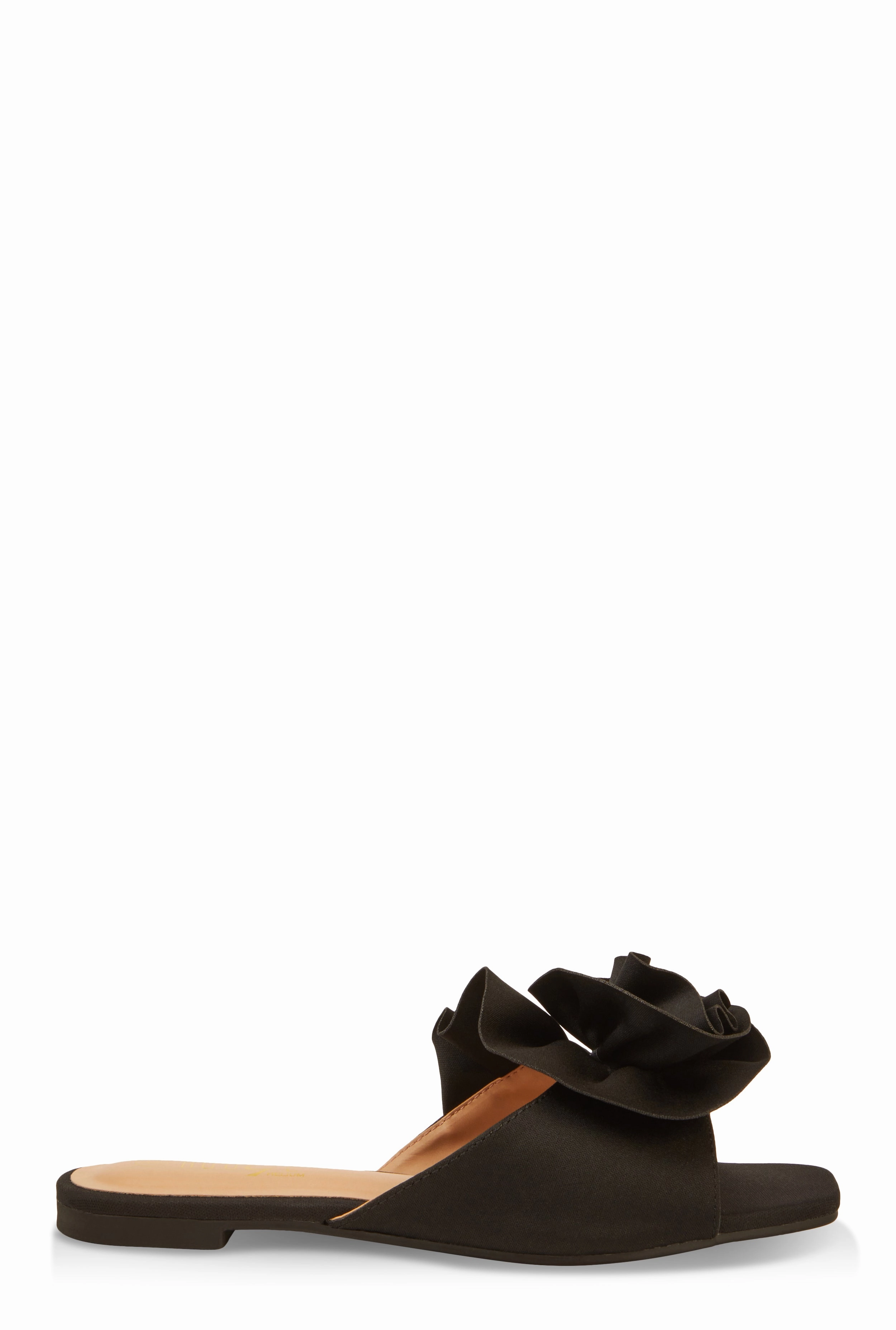 Rose Band Square Toe Slide Sandals