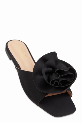 Rose Band Square Toe Slide Sandals