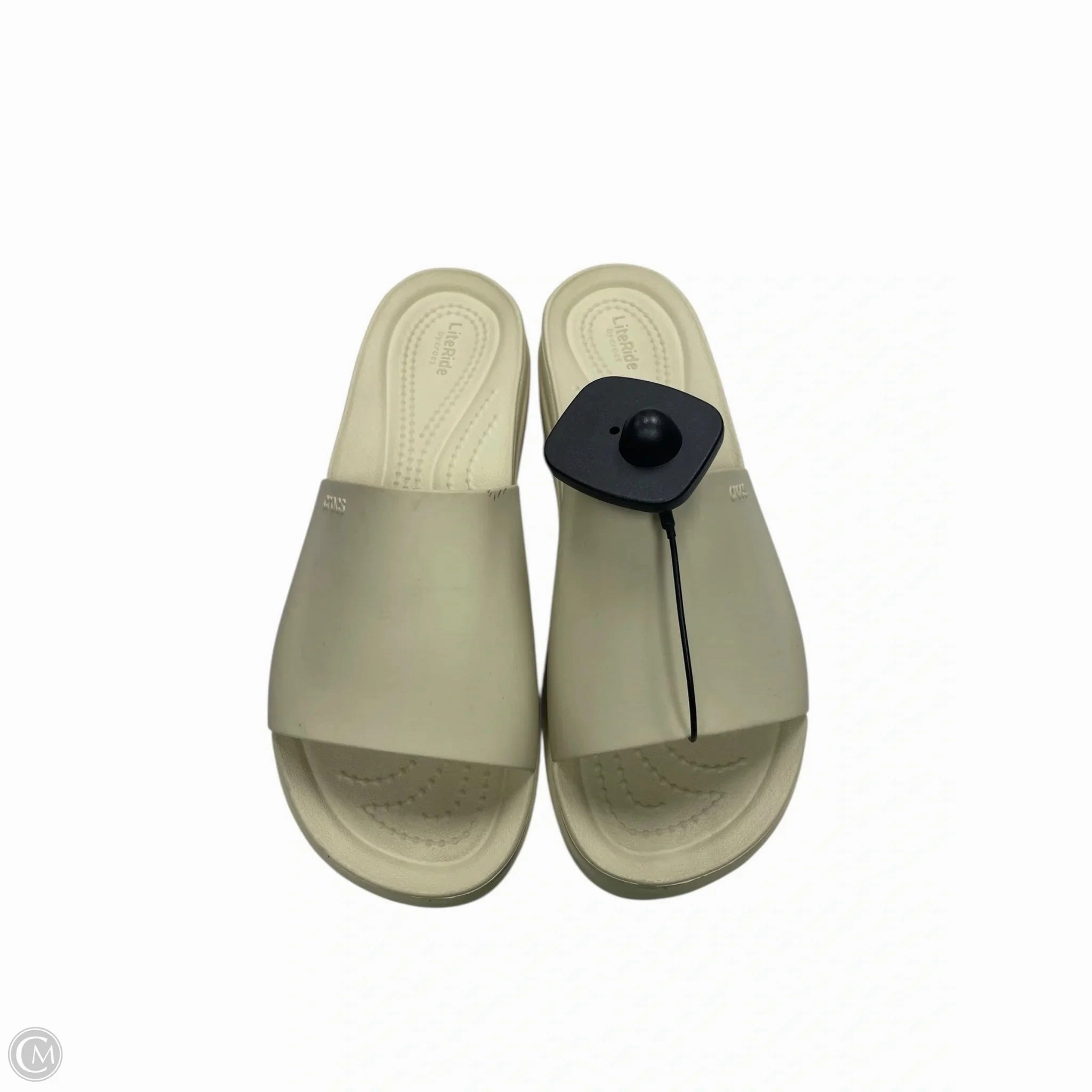 Sandals Heels Platform By Crocs In Cream, Size: 8