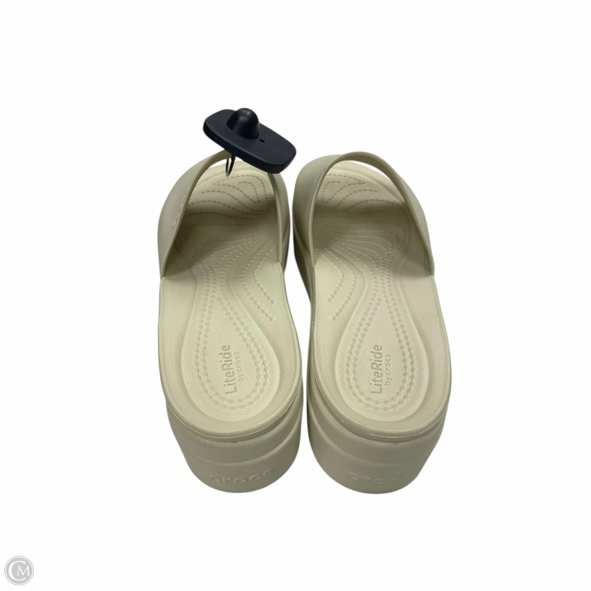Sandals Heels Platform By Crocs In Cream, Size: 8