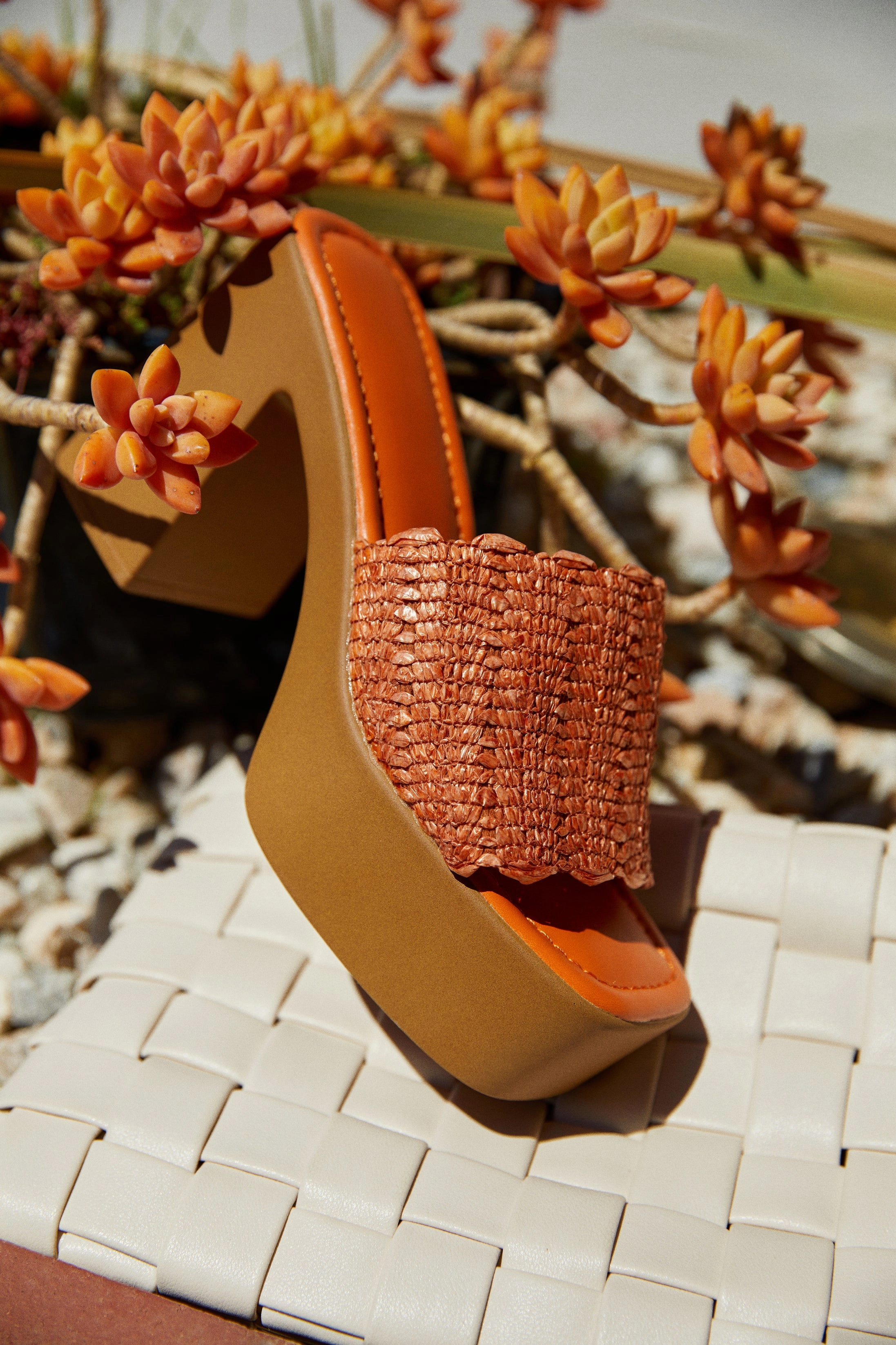 Sara Platform Block Heel Mules - Orange