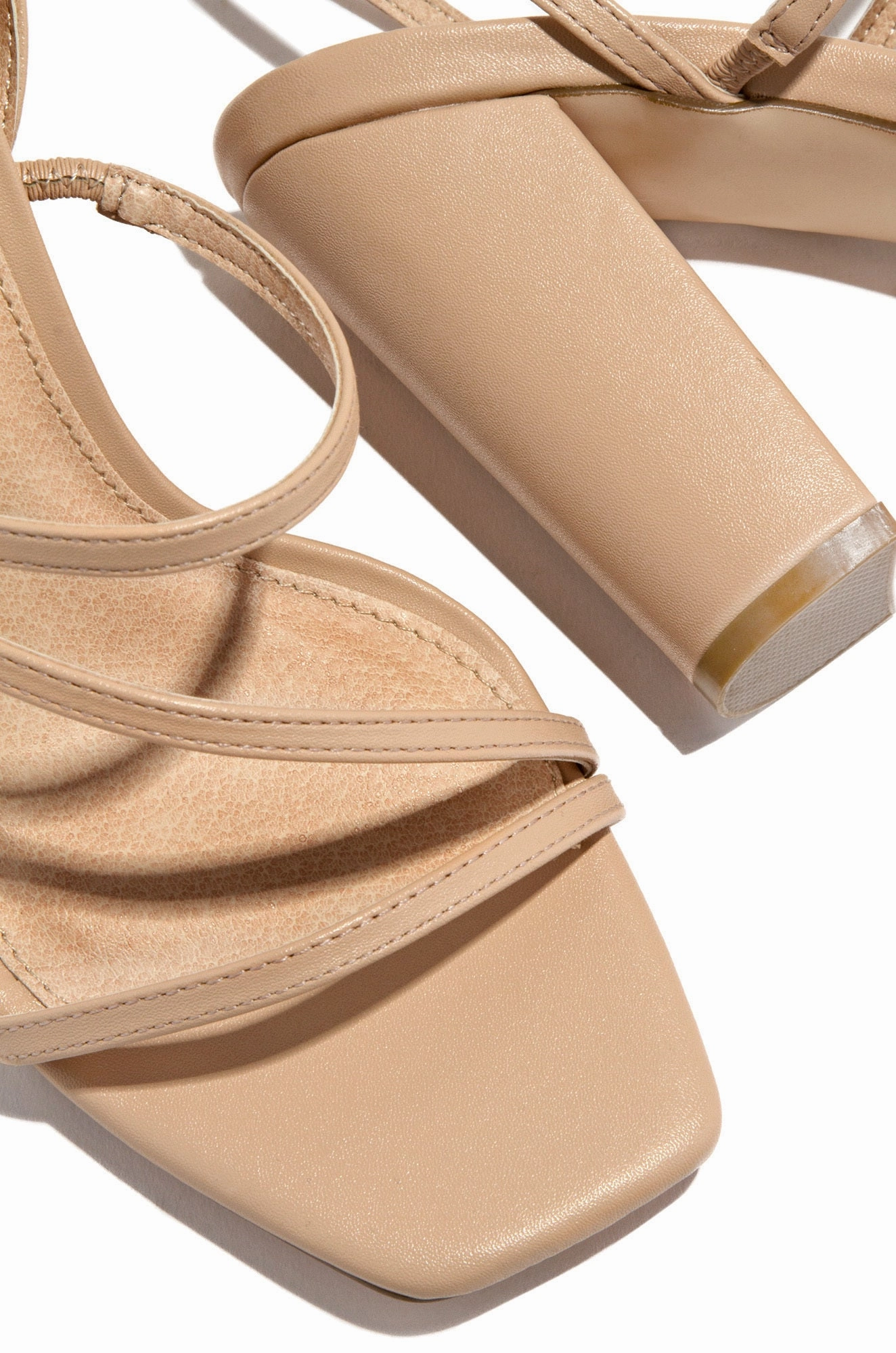 Saturday Night Strappy Block Heels - Nude