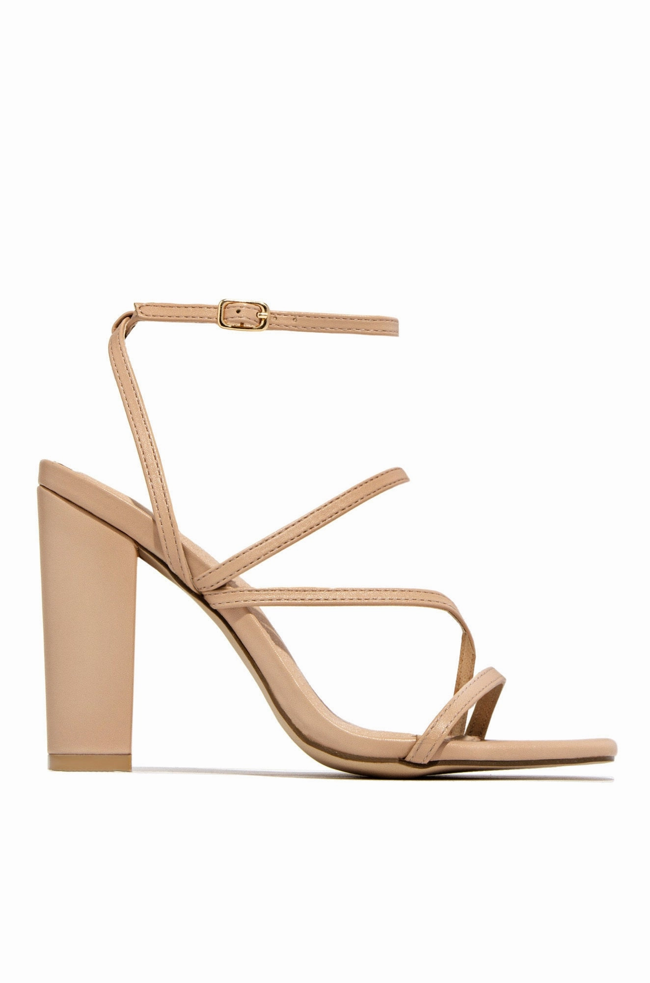 Saturday Night Strappy Block Heels - Nude