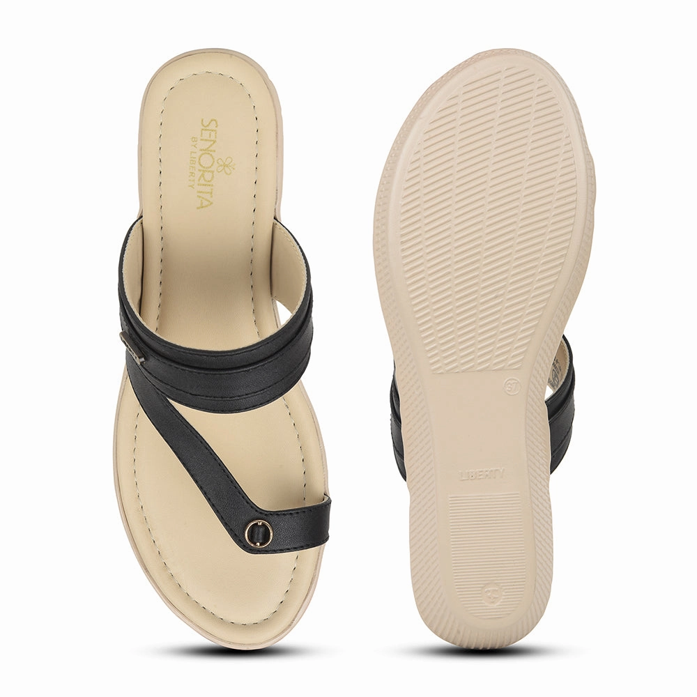 Senorita Black Casual Sandal For Women AFL-9 By Liberty