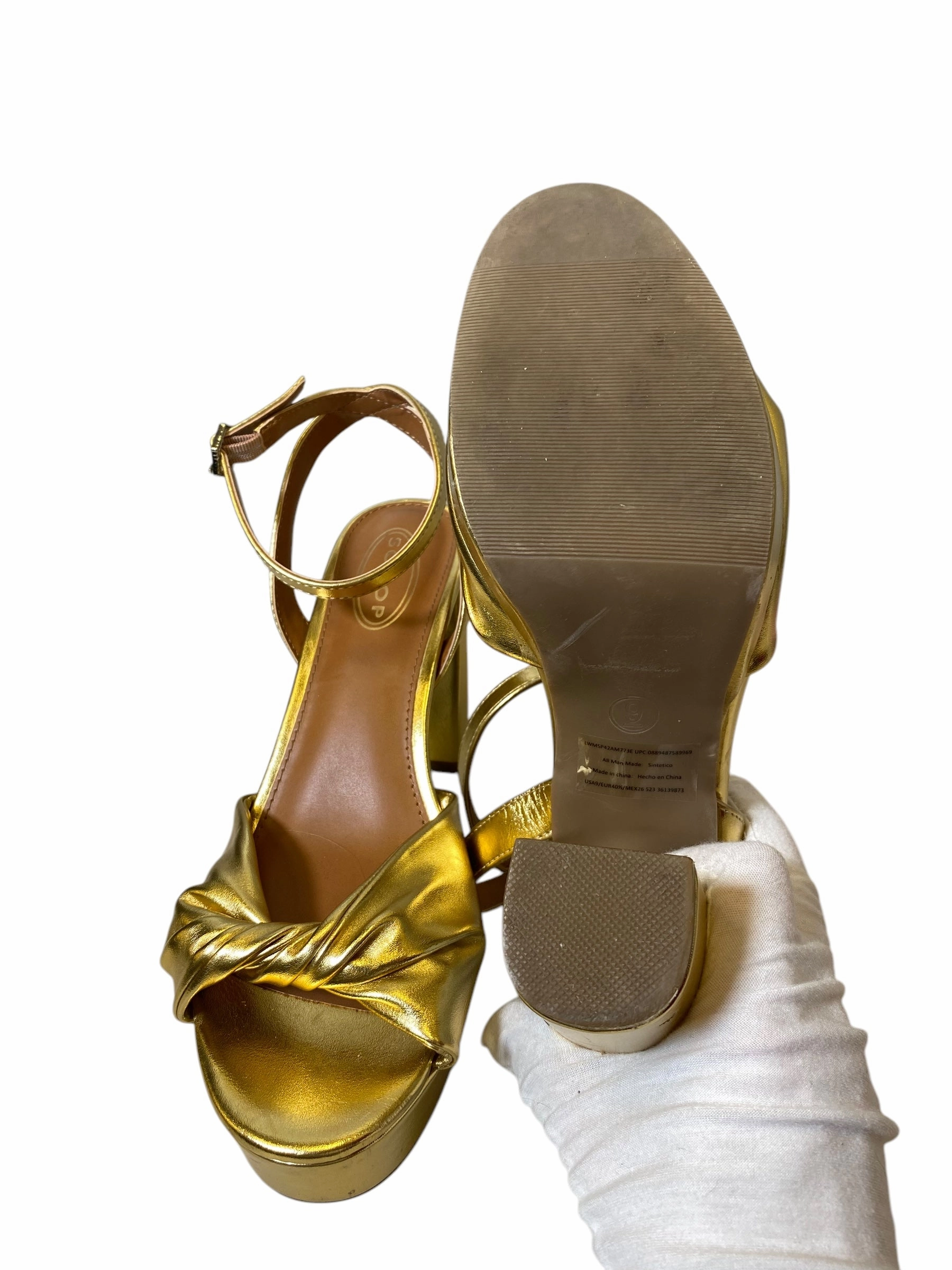 Shoes Heels Block By Scoop In Gold, Size: 9