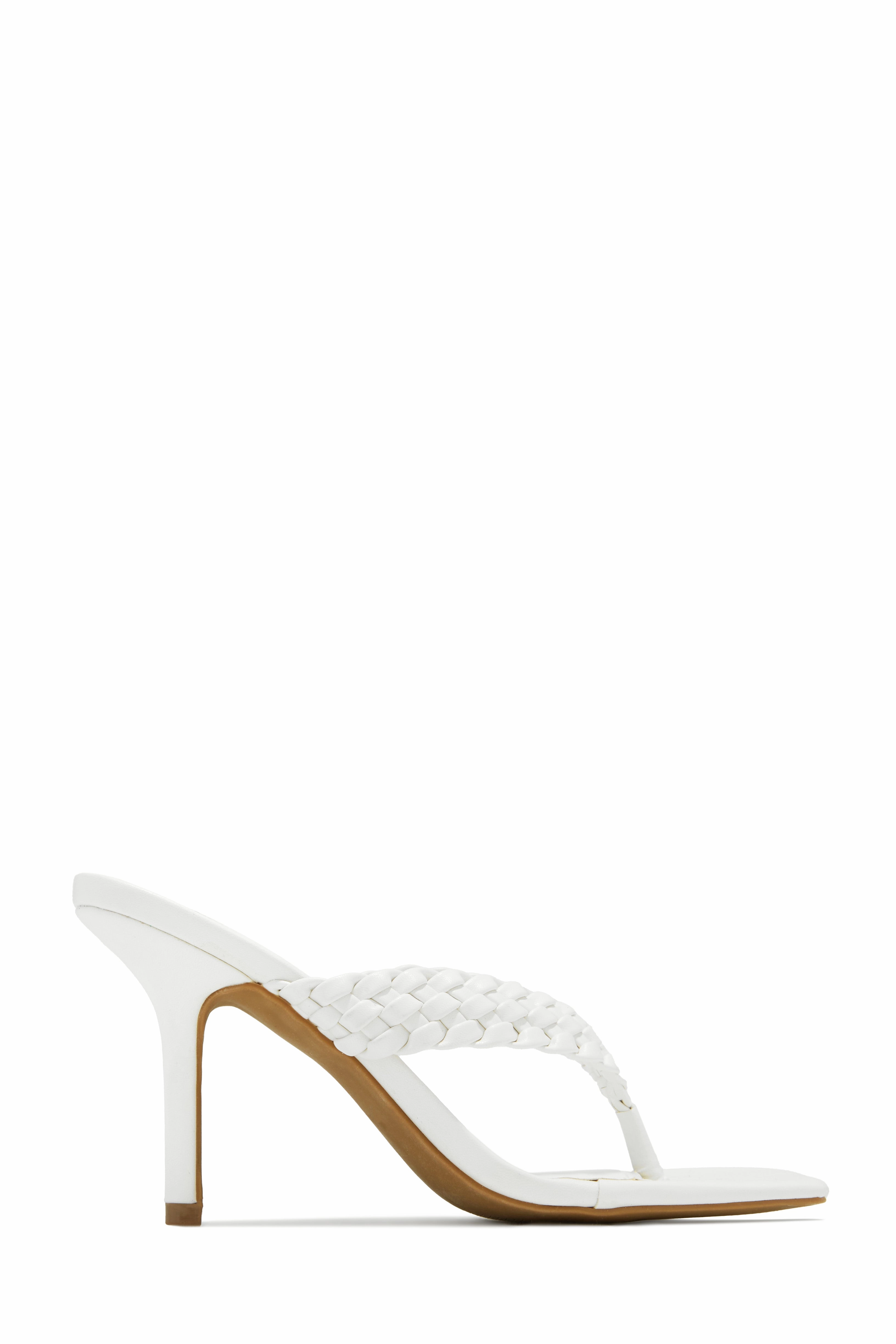 Sierra Thong Strap Mule Heels - White