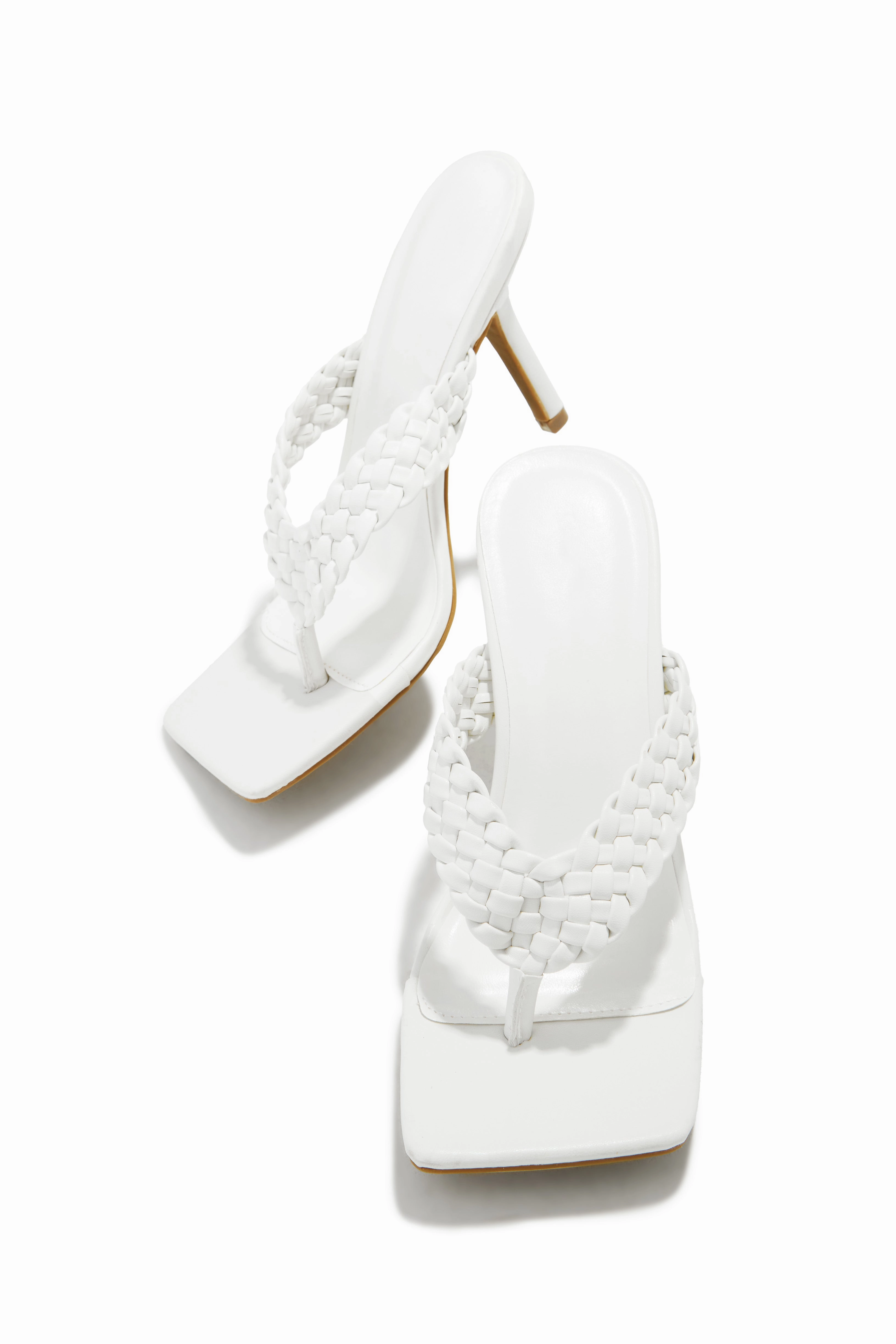 Sierra Thong Strap Mule Heels - White