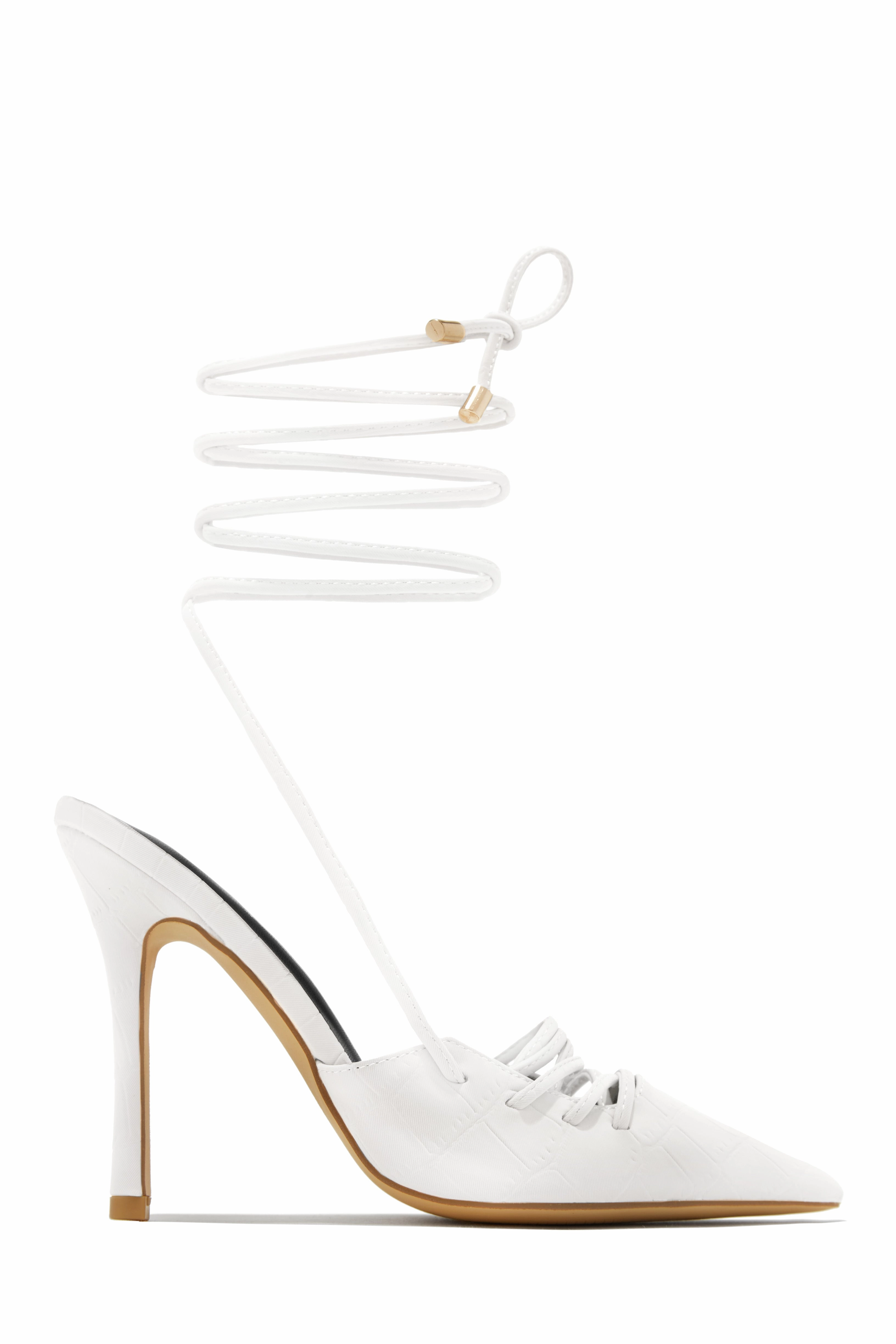 Simone Lace Up High Heel Pumps - Gold
