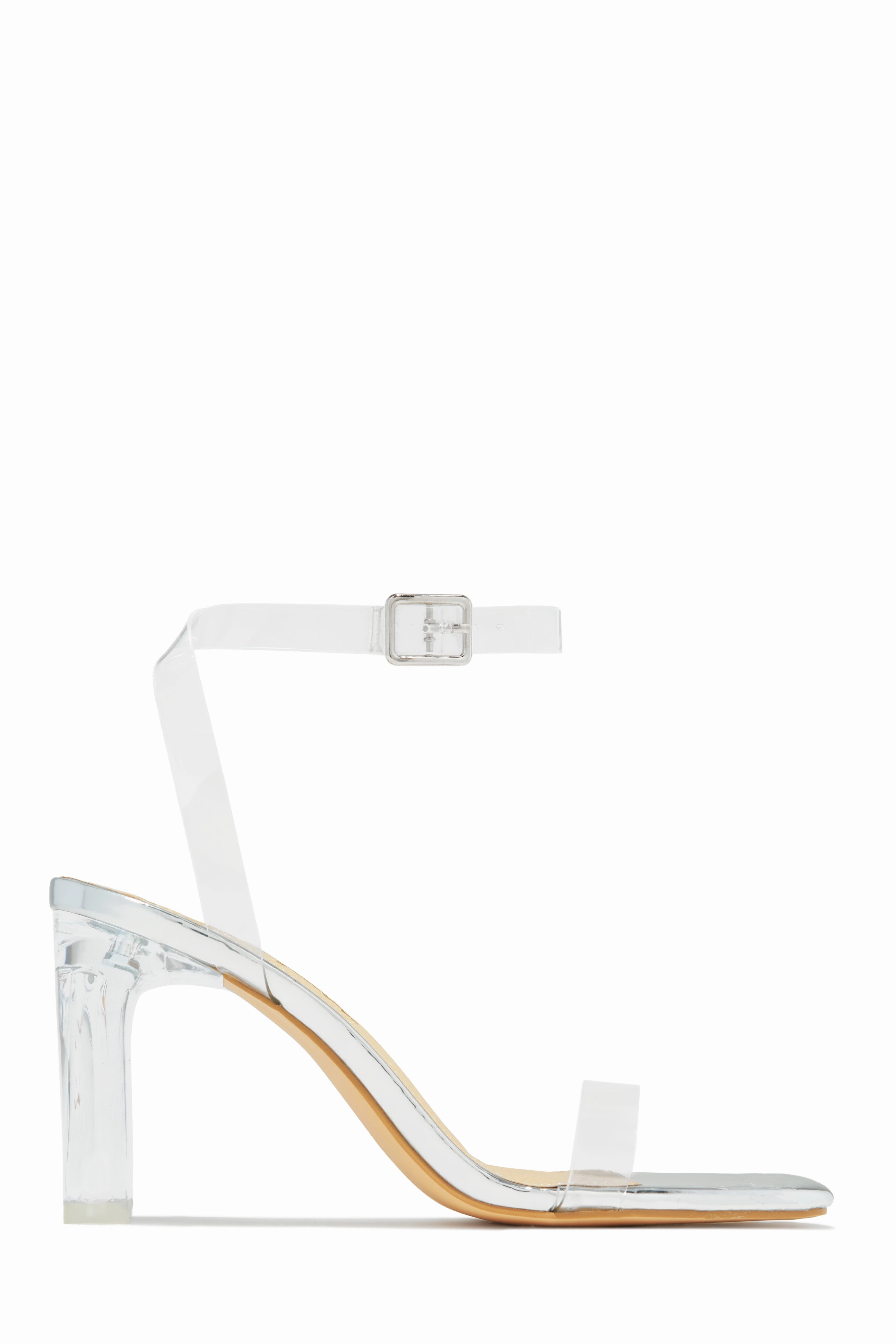 Simply Yours Clear Ankle Strap Heels - Silver