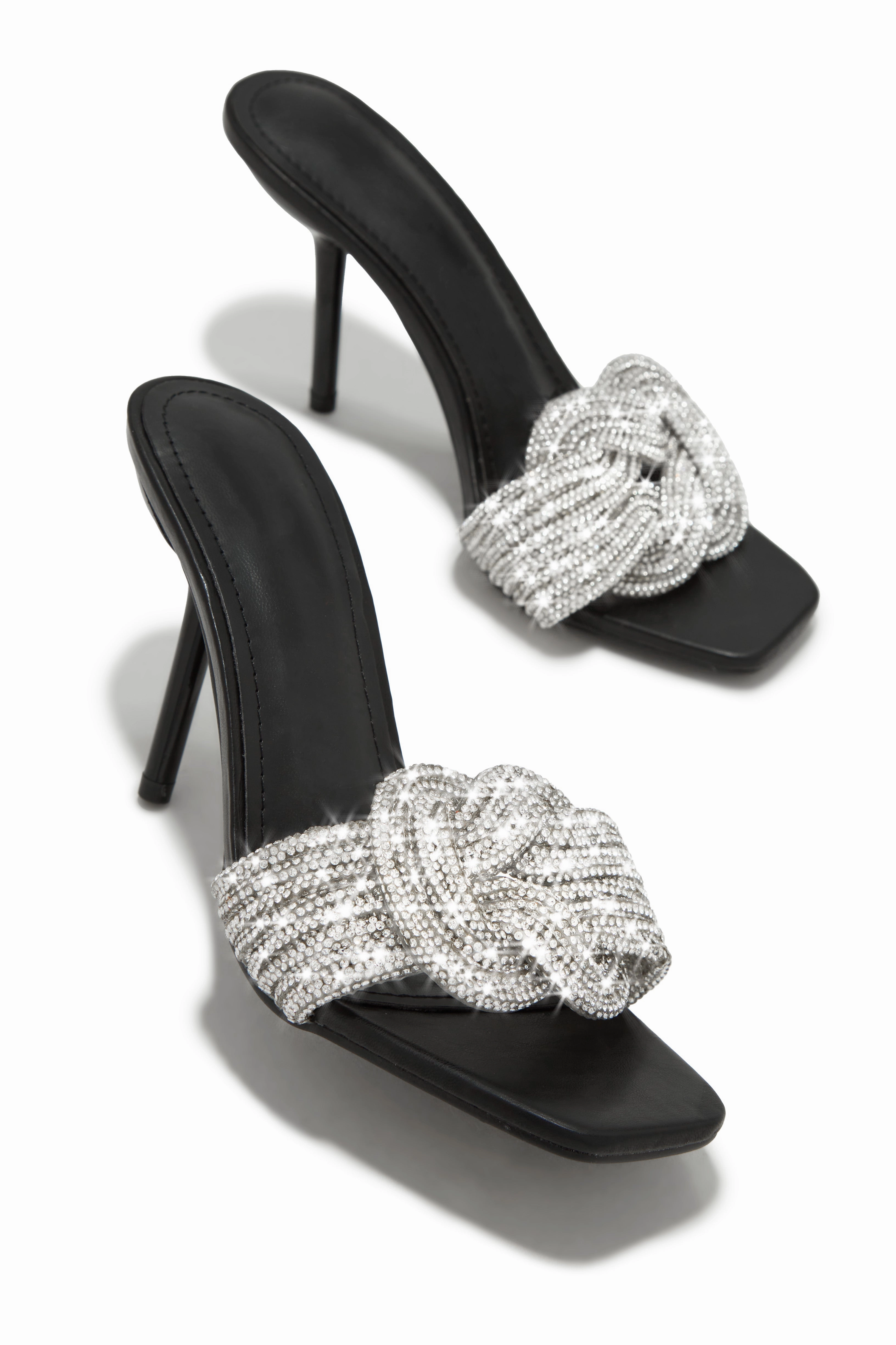 Song Of Love Embellished Mule Heels - Black