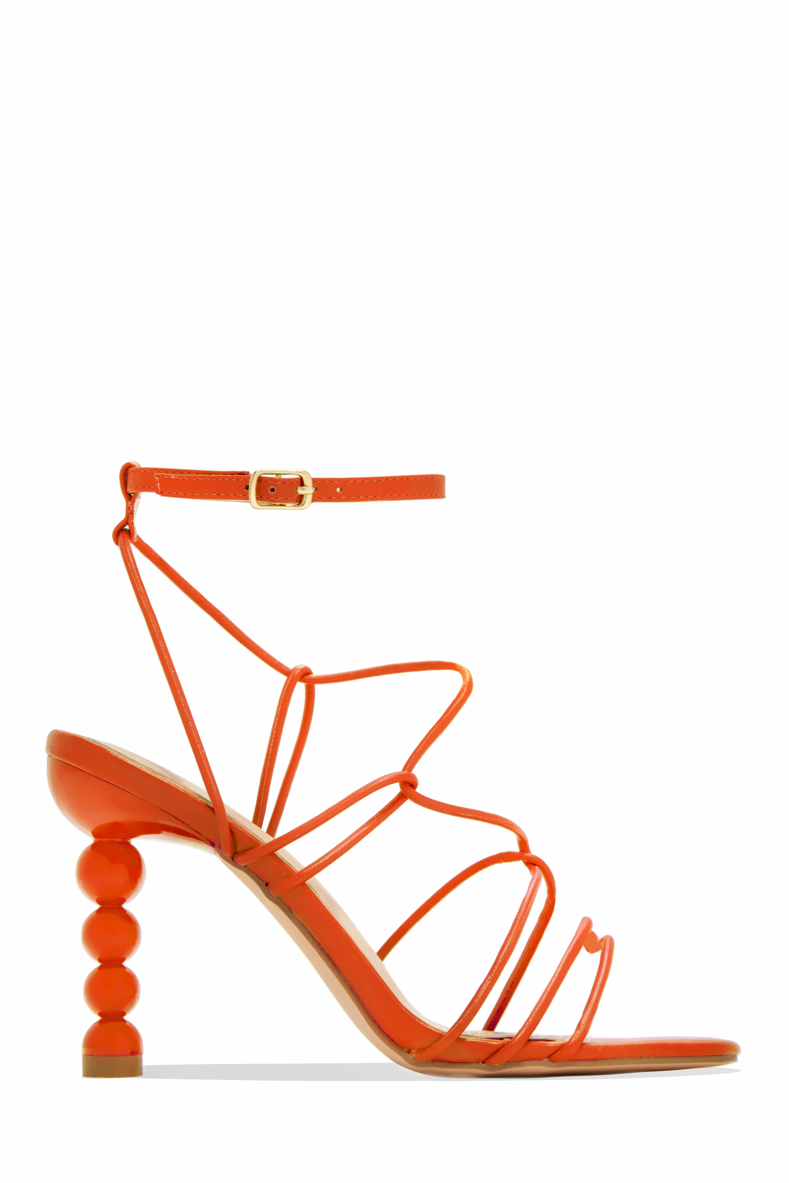 St. Barts Summer Square Toe Strappy Heels - Orange