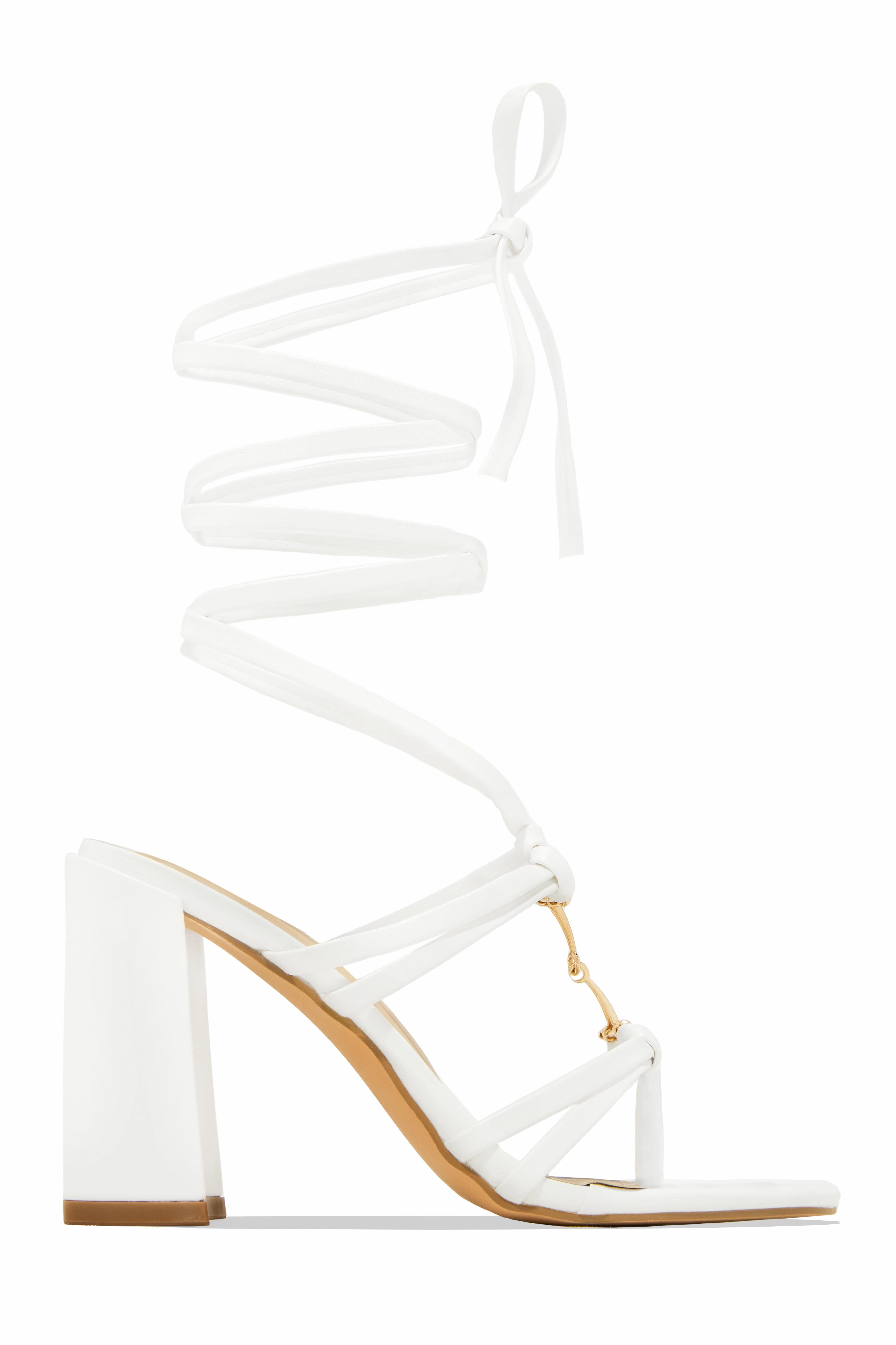 Stepping Out Lace Up Block Heels - Lime