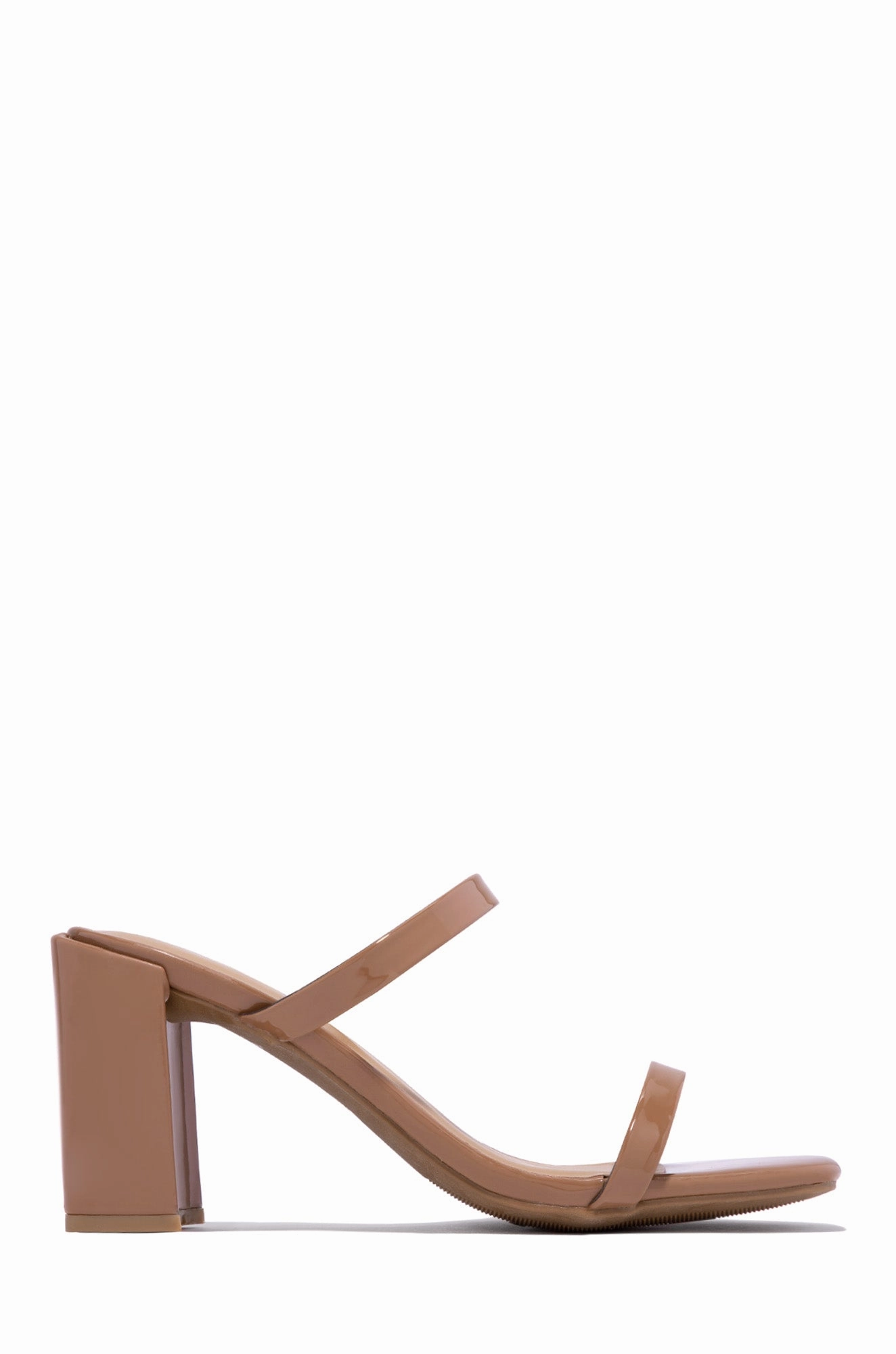 Summer Date Block Heel Mules - Nude Pat