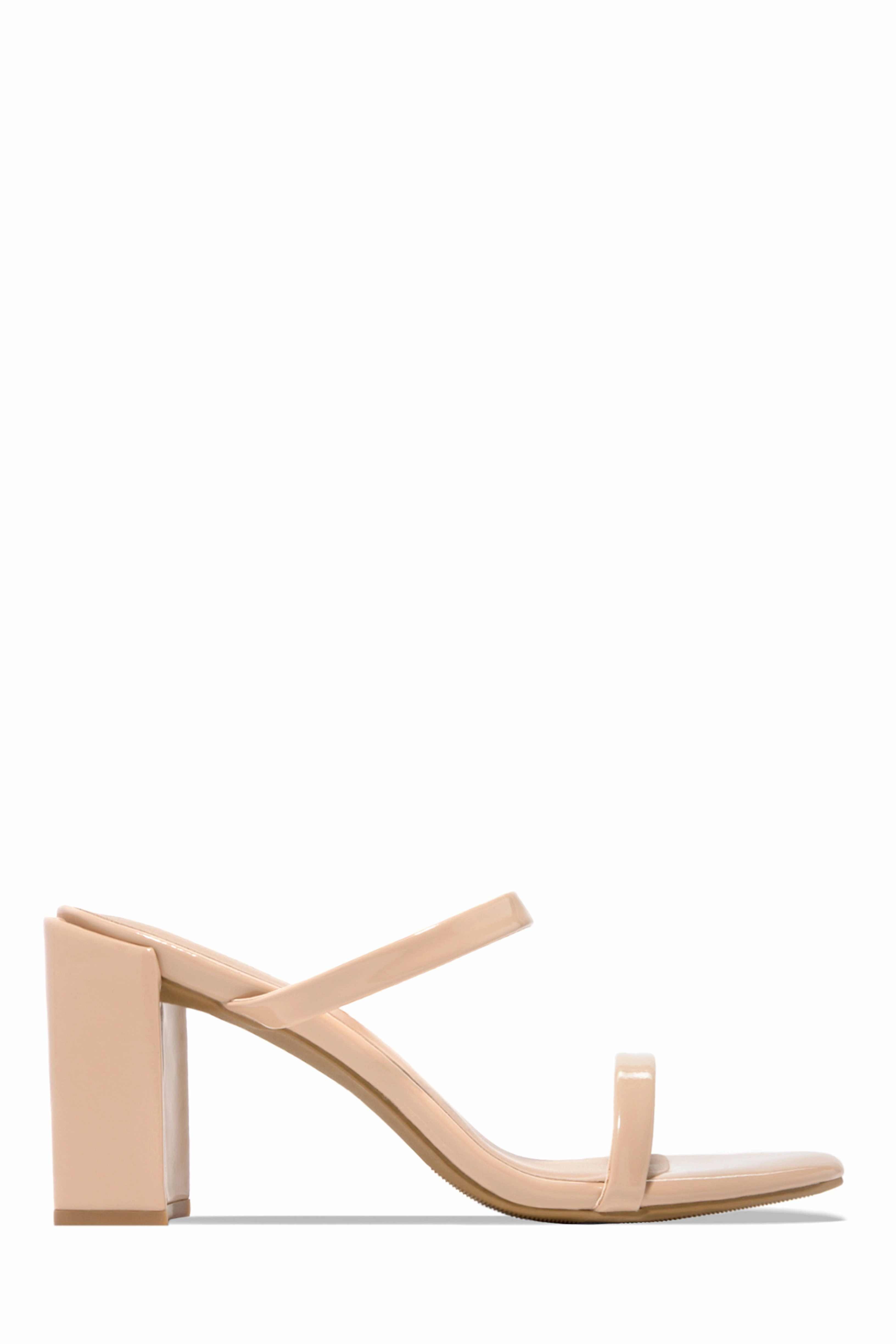 Summer Date Block Heel Mules - Nude Pat