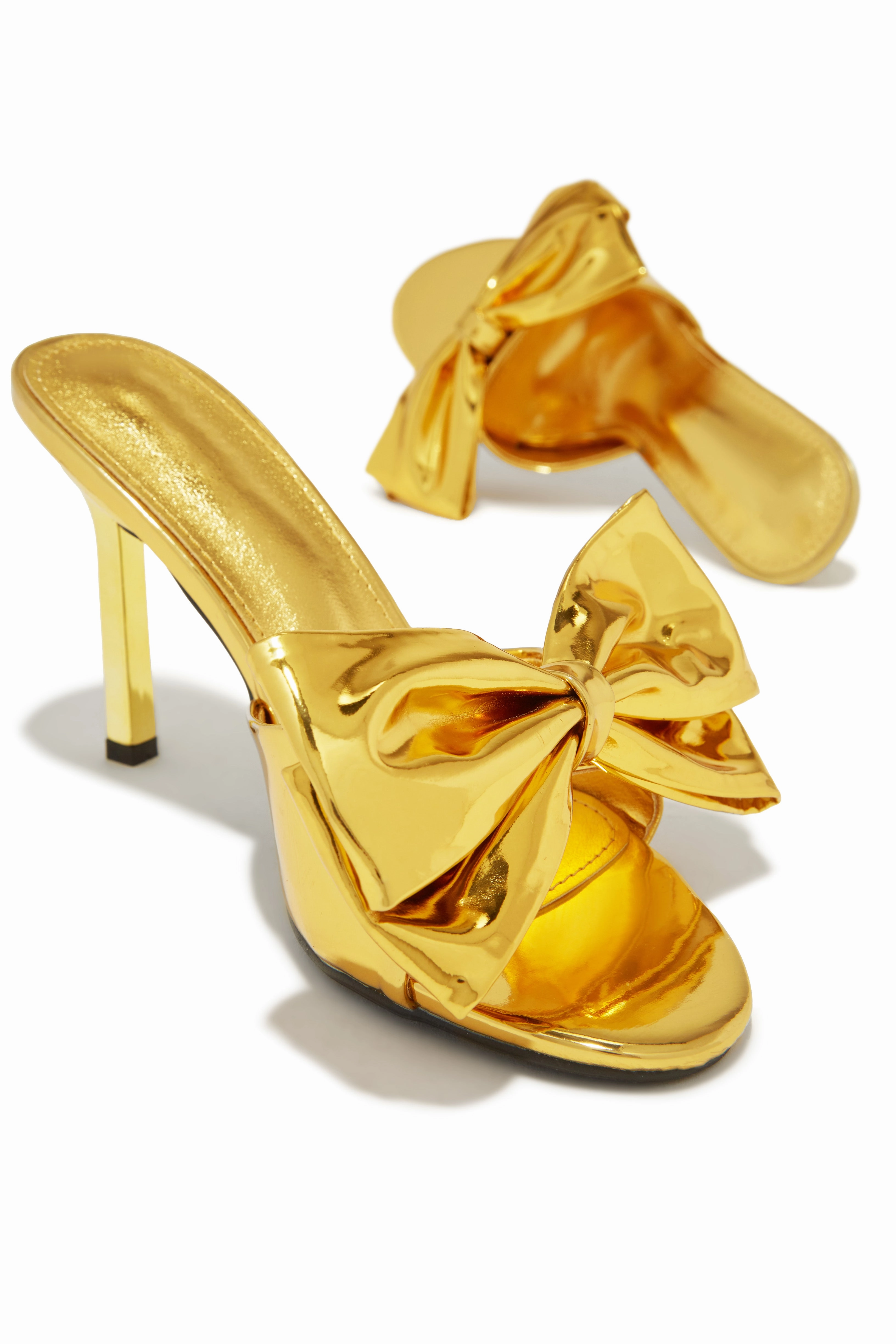 Talkin' Flirty Metallic Mule Heels - Gold