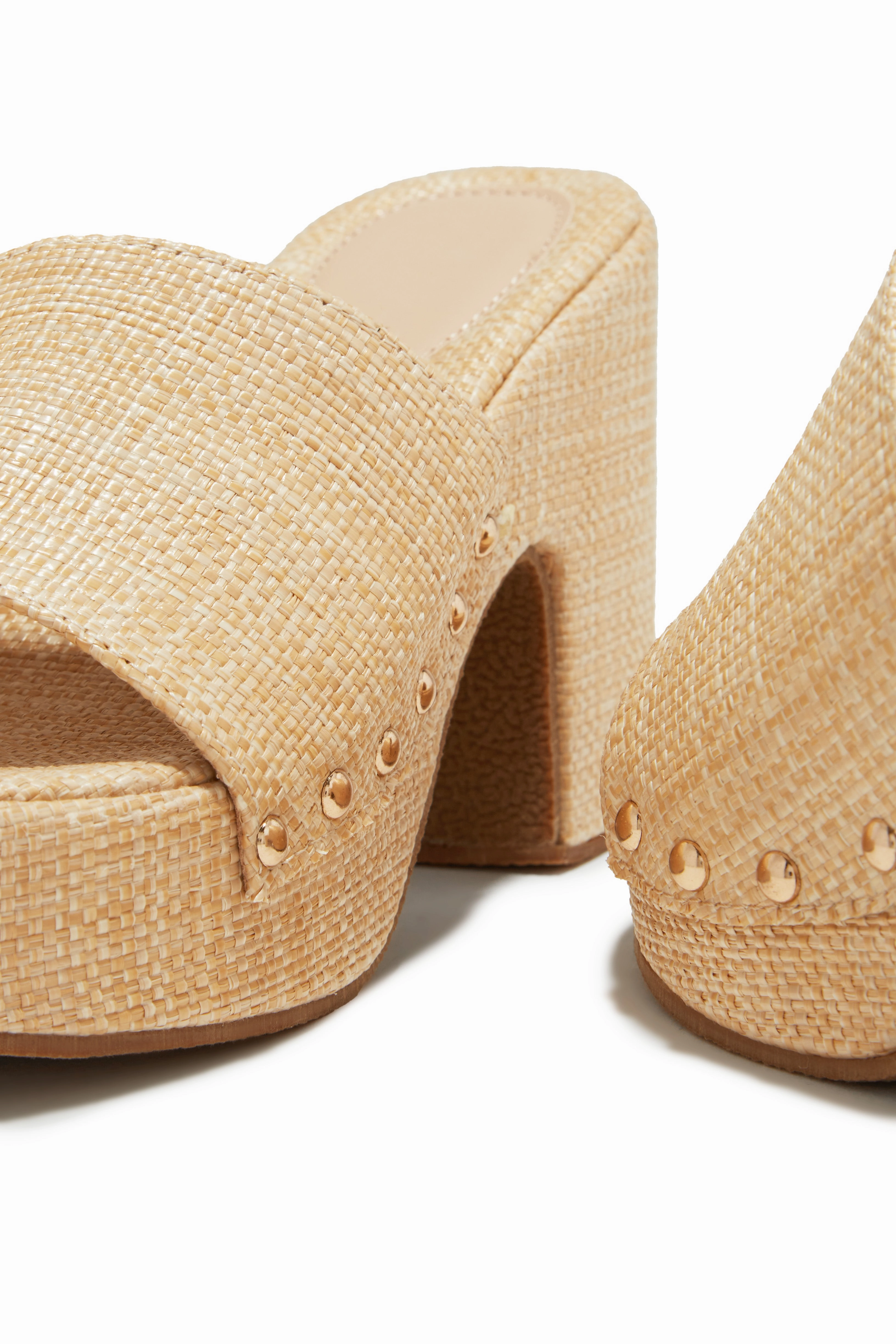 Talya Platform Block Heel Mules - Natural
