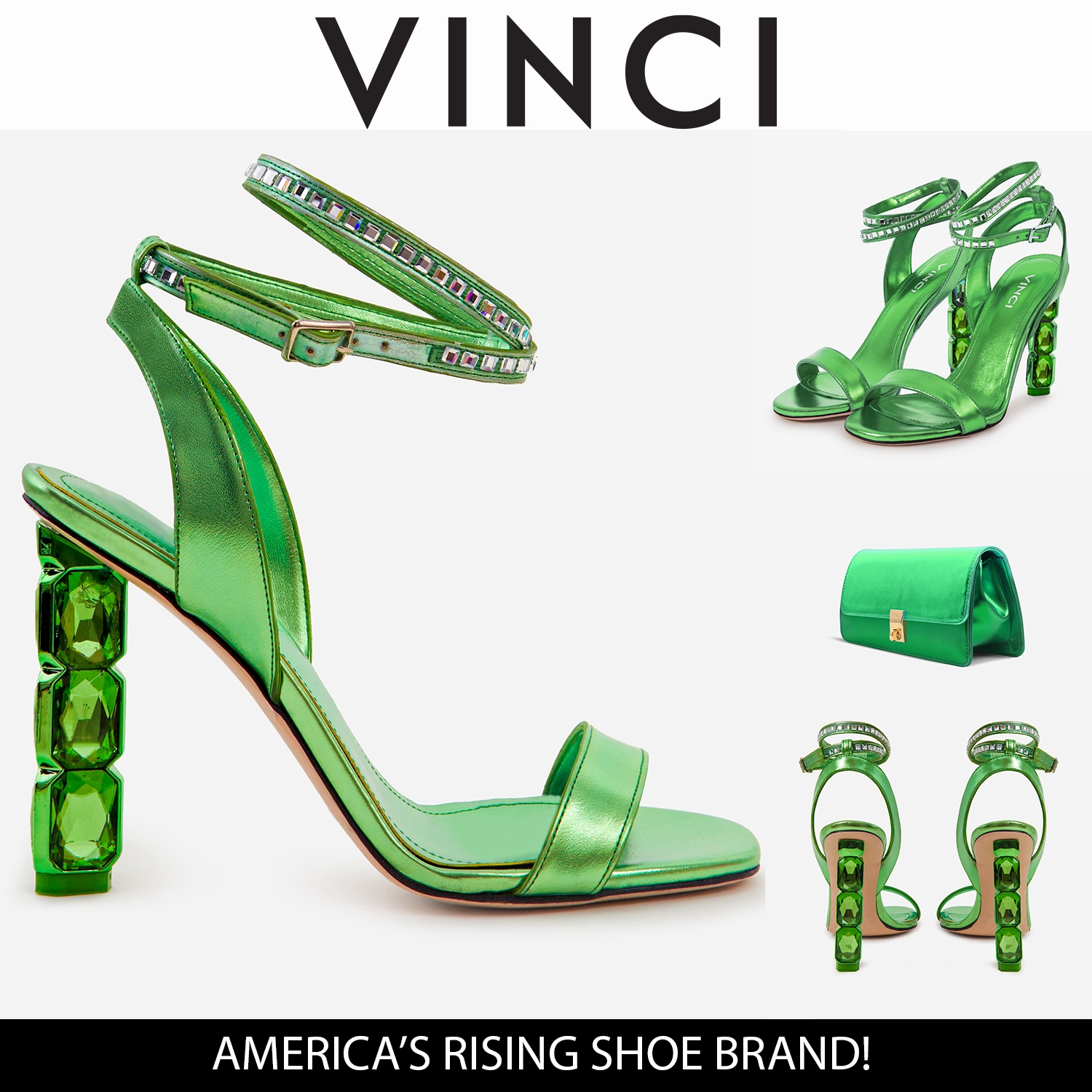 The Torola Green Stony Heel Leather Women Sandal