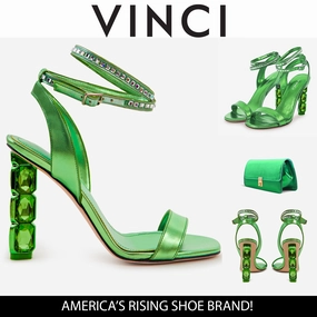 The Torola Green Stony Heel Leather Women Sandal