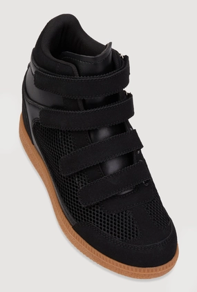 Triple Velcro Strap Wedge Sneakers