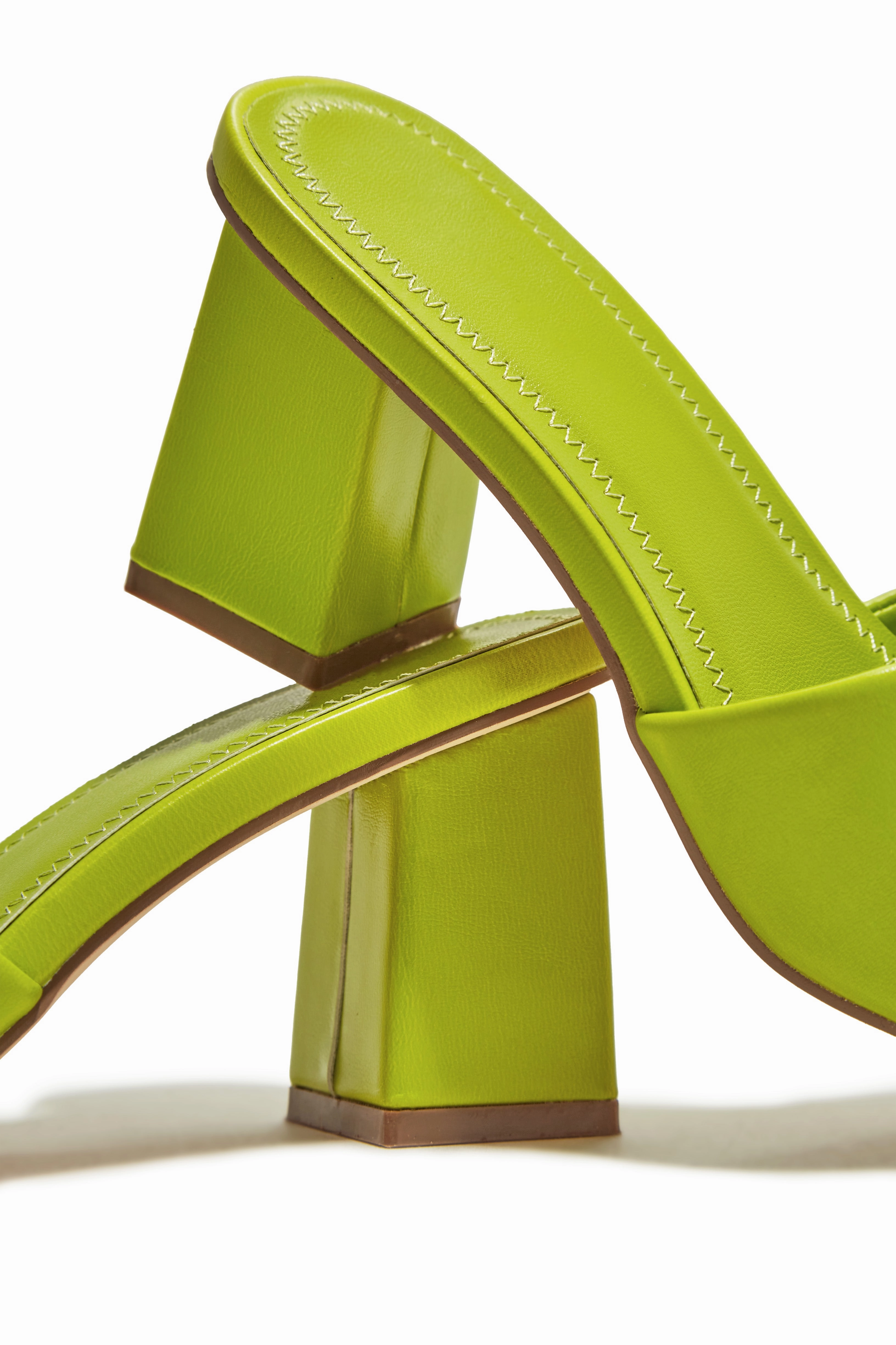 Valentine Block Heel Mules - Green