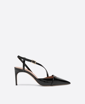 Valeria 70 Black Patent Slingbacks