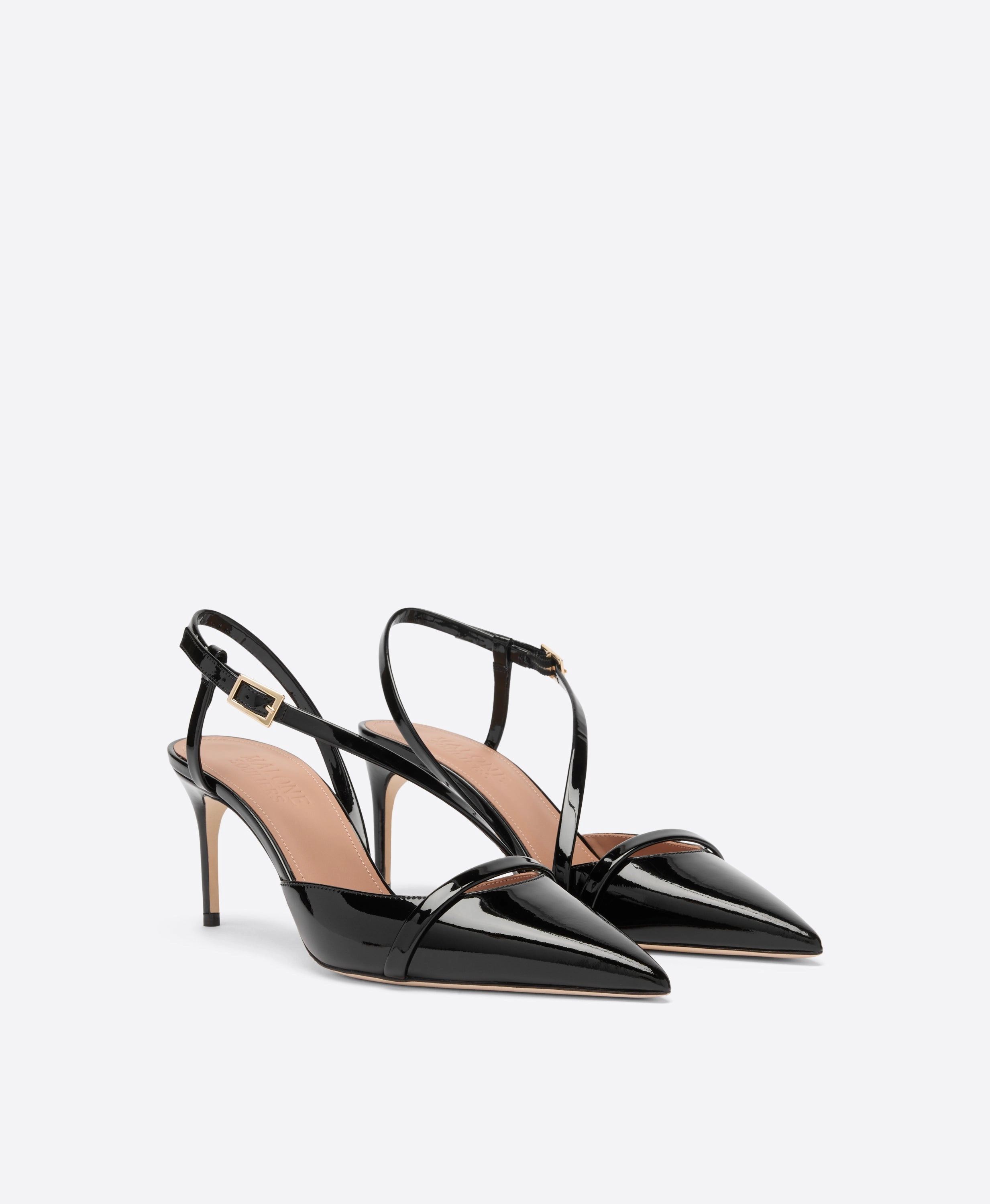 Valeria 70 Black Patent Slingbacks
