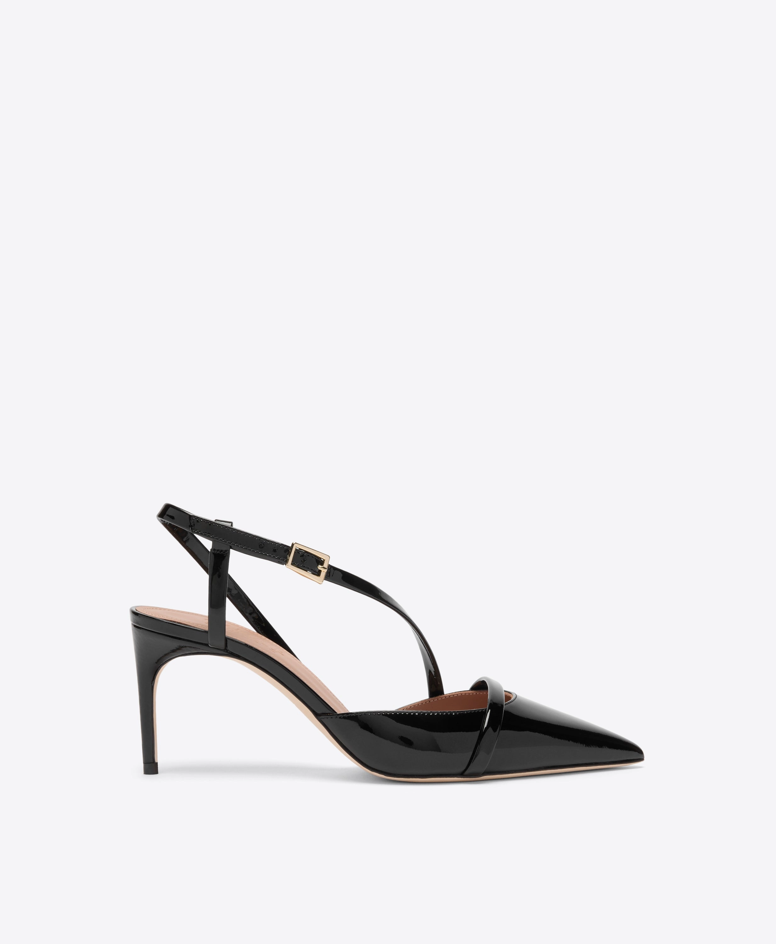 Valeria 70 Black Patent Slingbacks