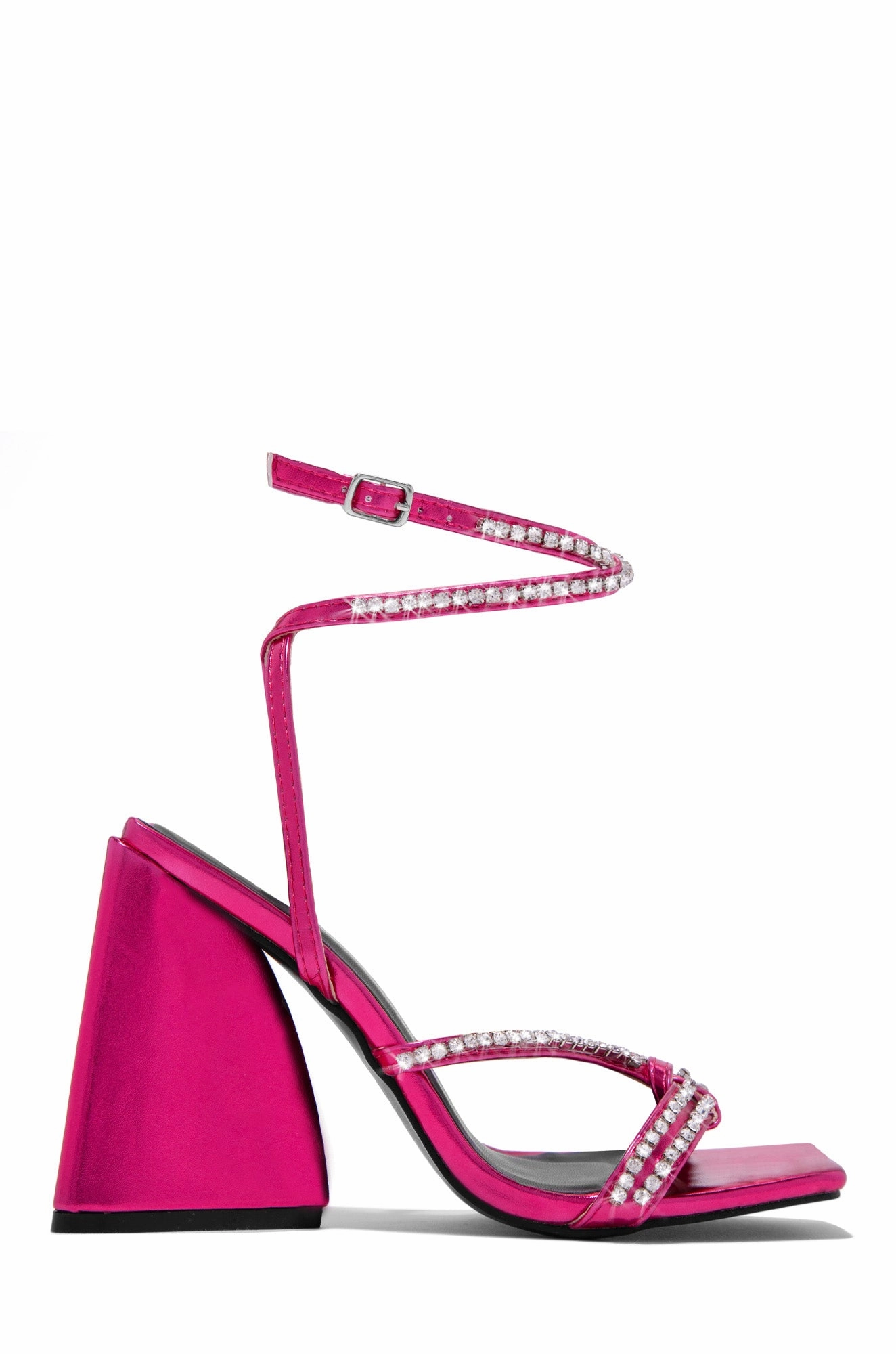 Valerya Embellished Triangle Block Heels - Pink