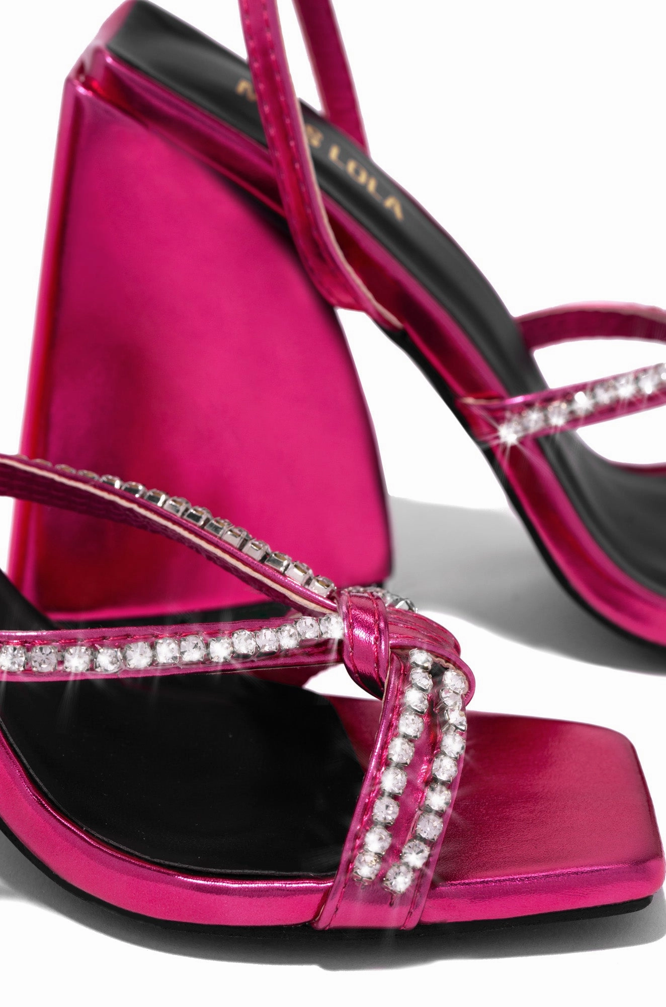 Valerya Embellished Triangle Block Heels - Pink
