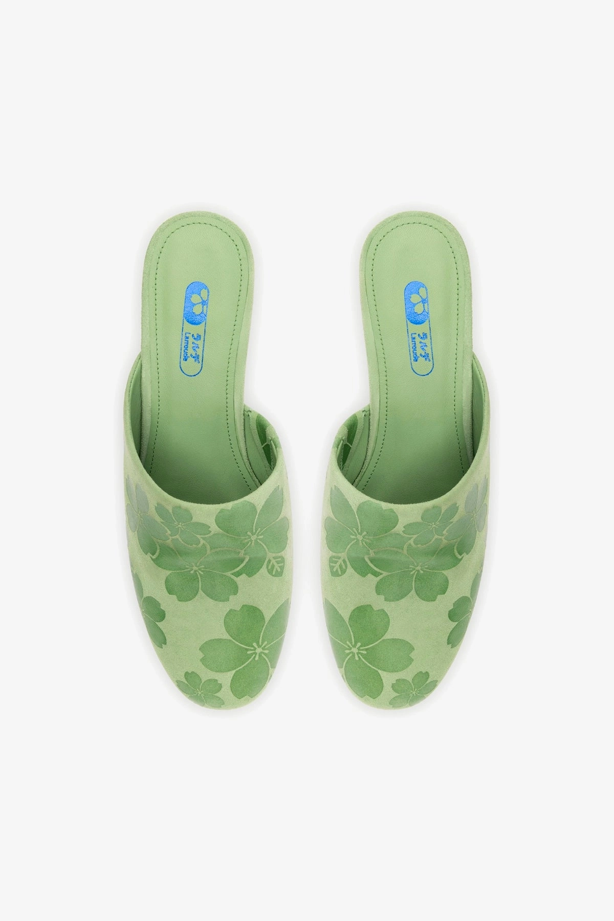 Venice Wedge In Pistacchio Sakura Printed Suede