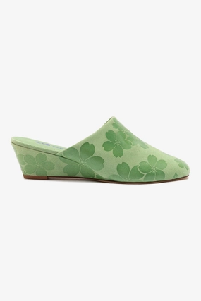 Venice Wedge In Pistacchio Sakura Printed Suede
