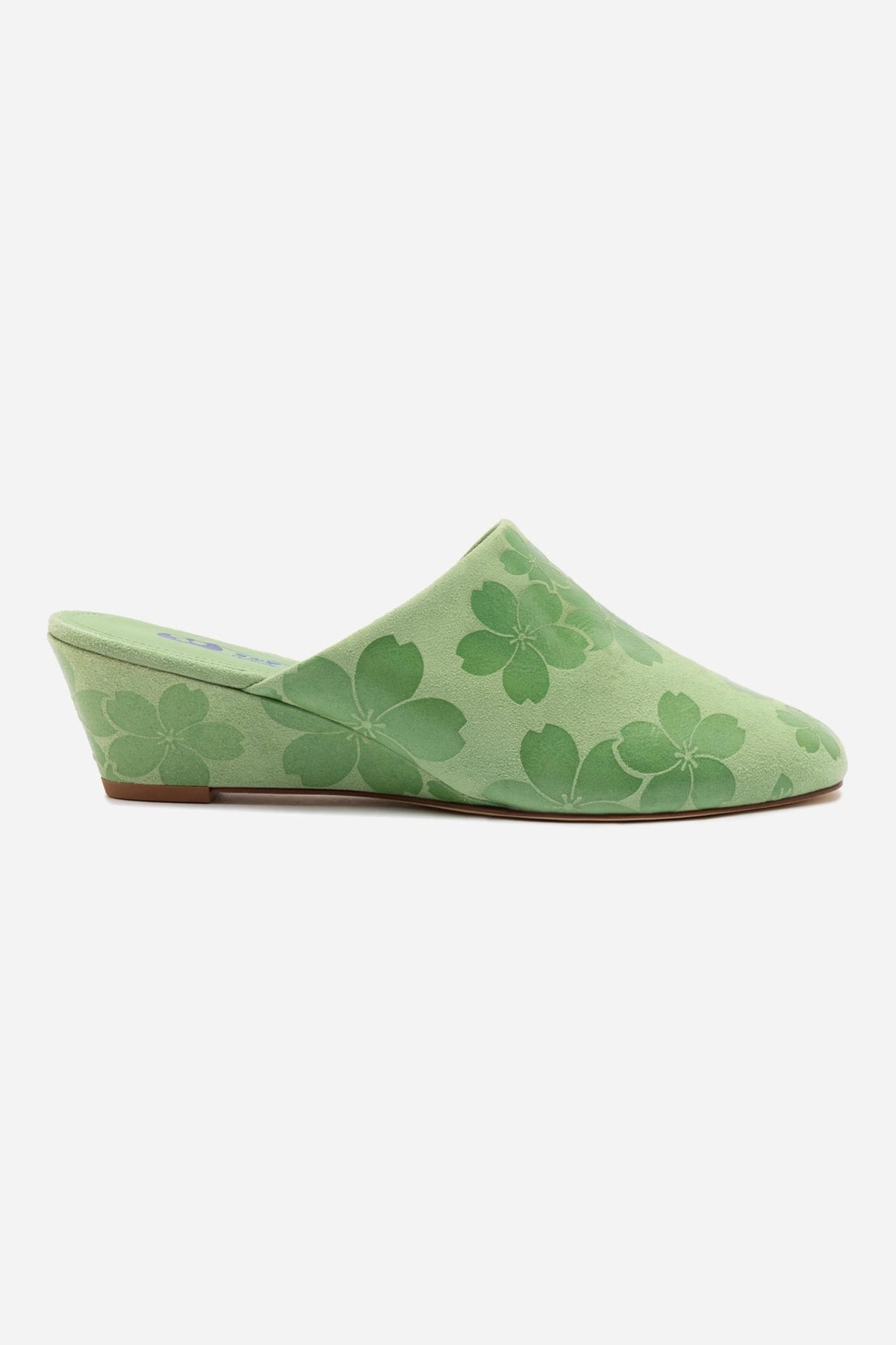 Venice Wedge In Pistacchio Sakura Printed Suede