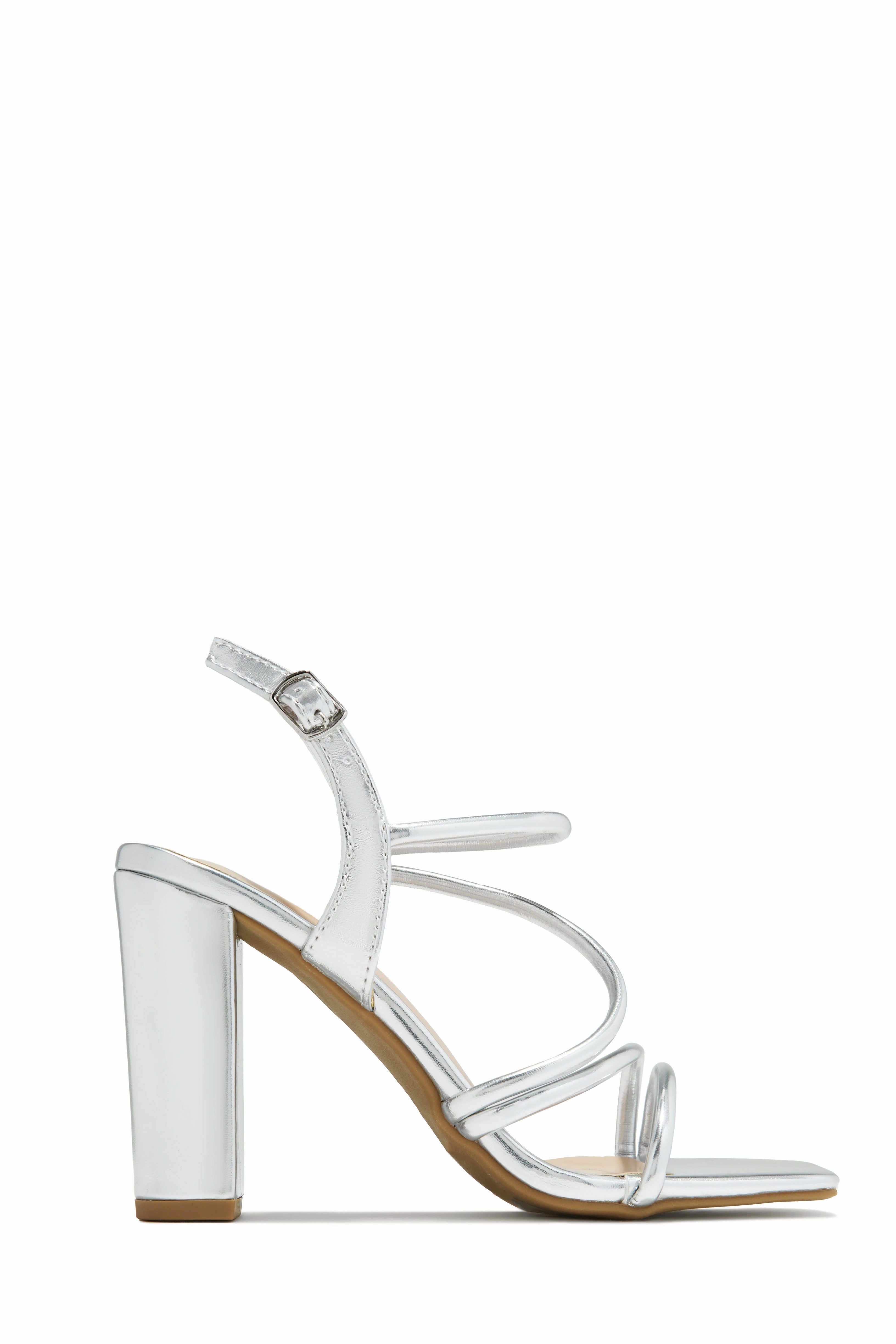 Victoria Block Heels - Silver