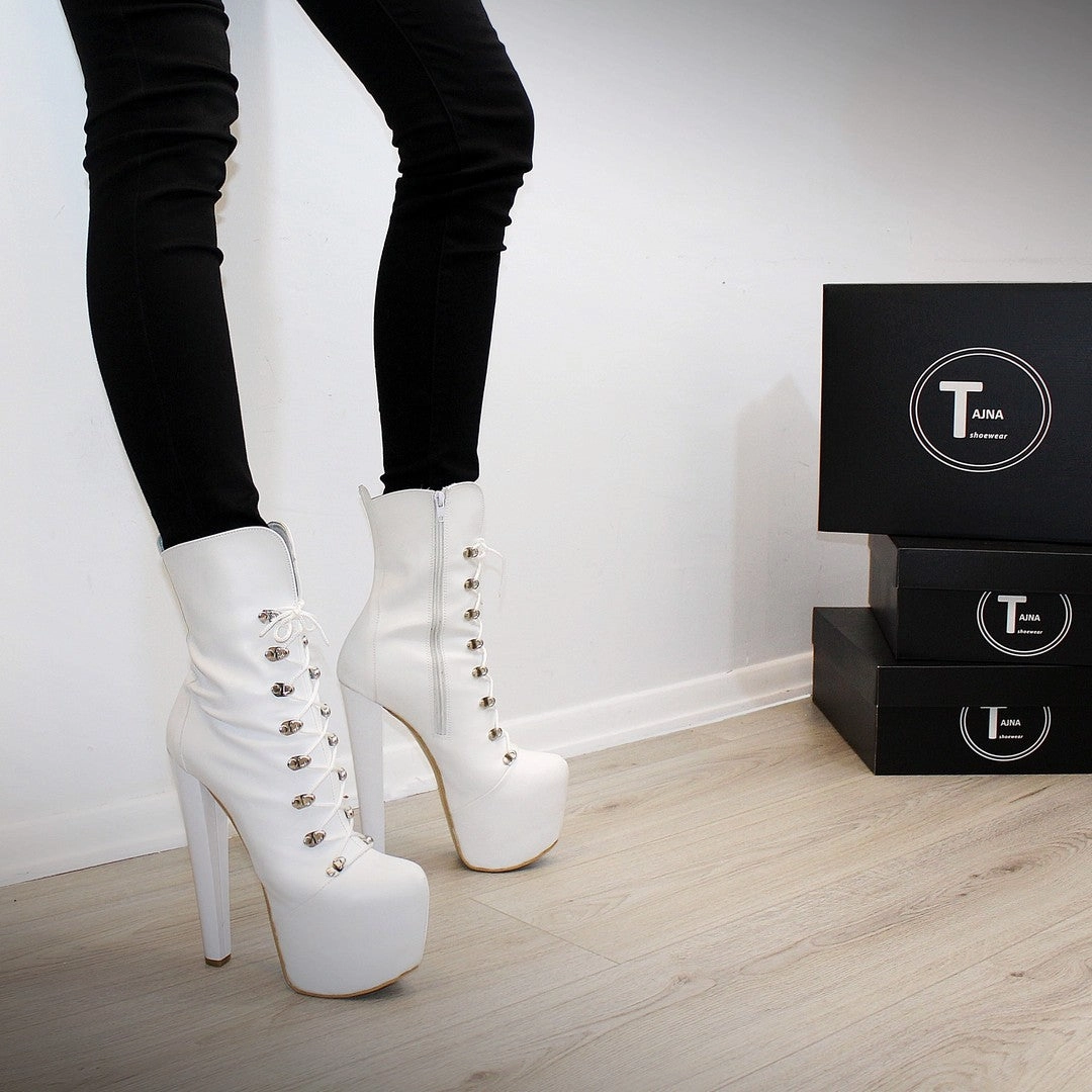 White Military Style Platform Boots