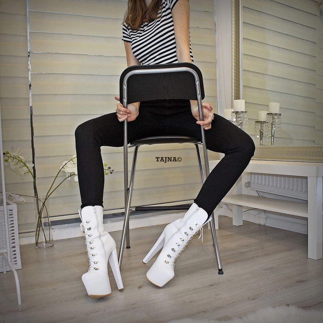 White Military Style Platform Boots