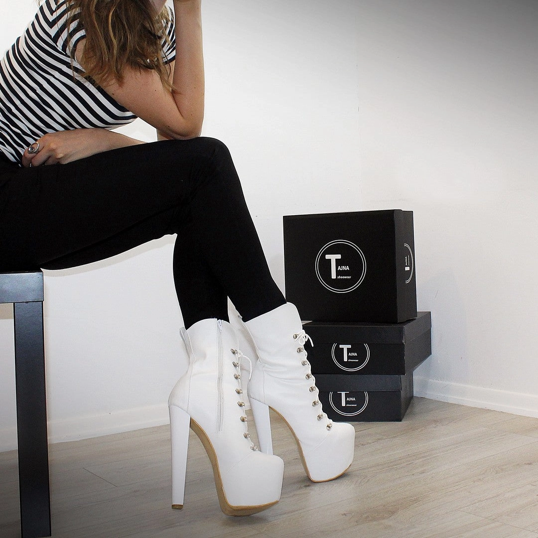 White Military Style Platform Boots